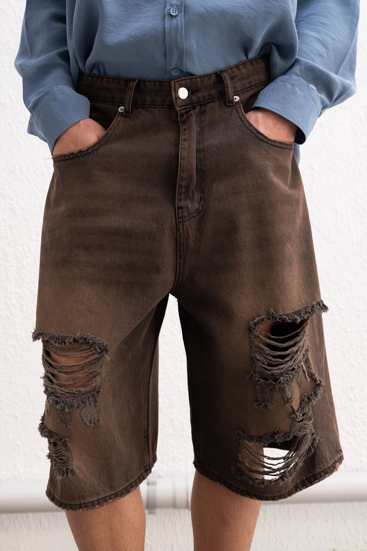 GIESTO Destroyed Denim Shorts 1