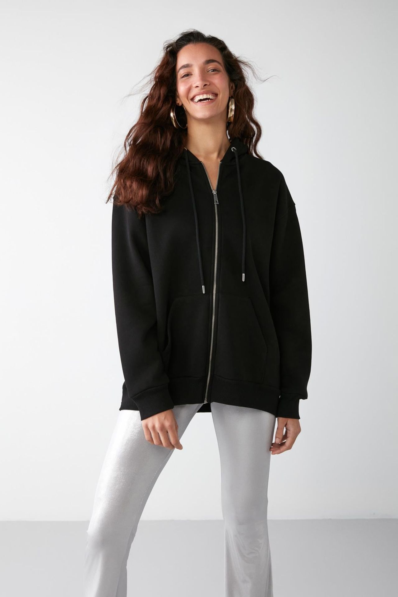 GRIMELANGE Oversized Hooded Zip Sweatshirt 1