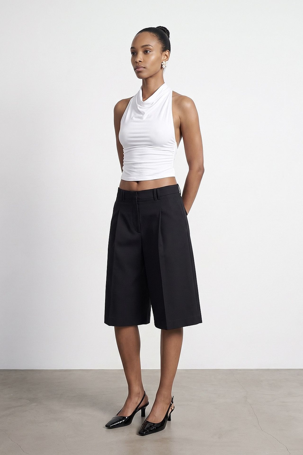 DILVIN Sleeveless Backless Cowl Neck Blouse 4