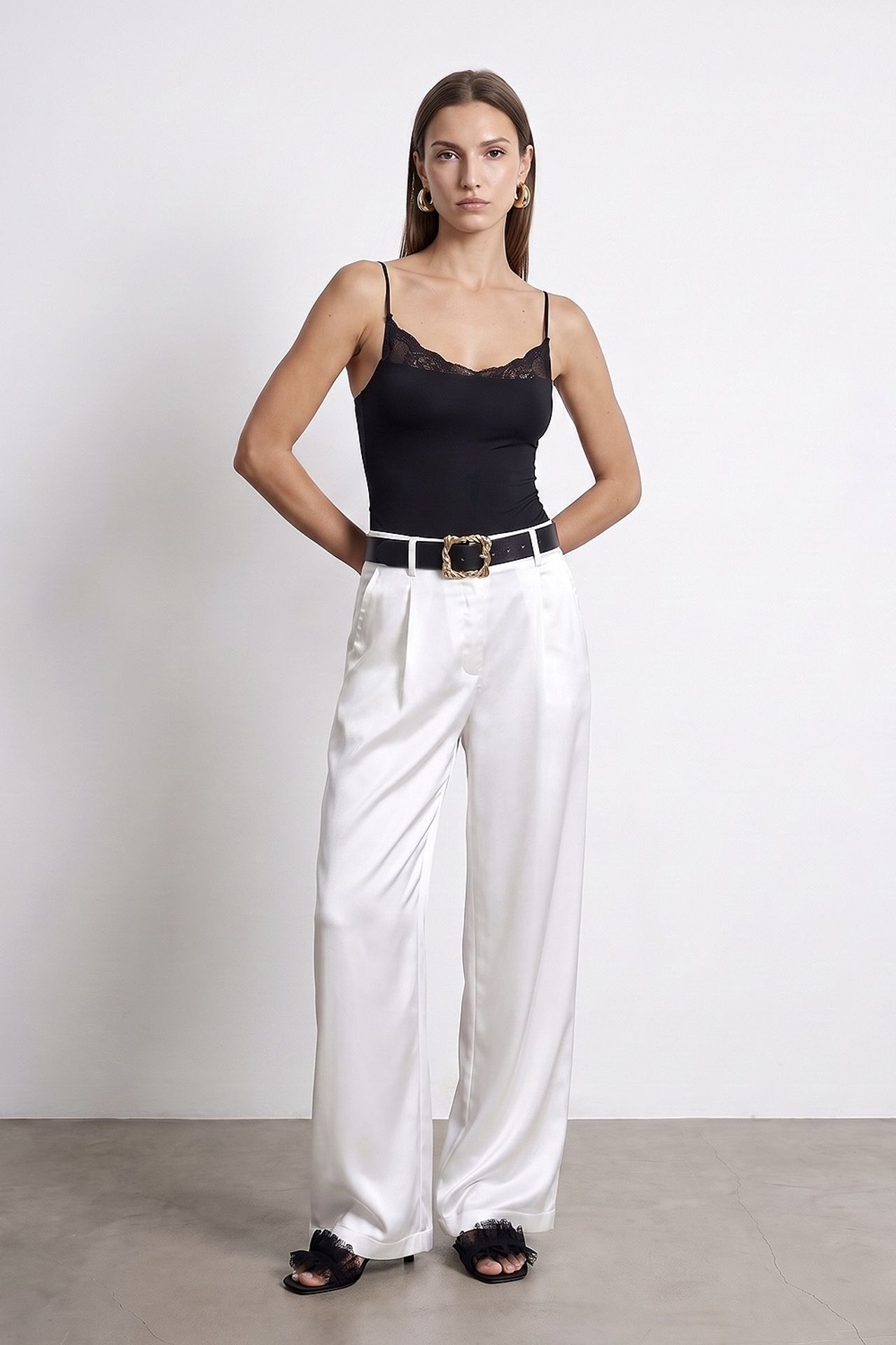 DILVIN High-Waist Pleated Wide-Leg Trousers 1