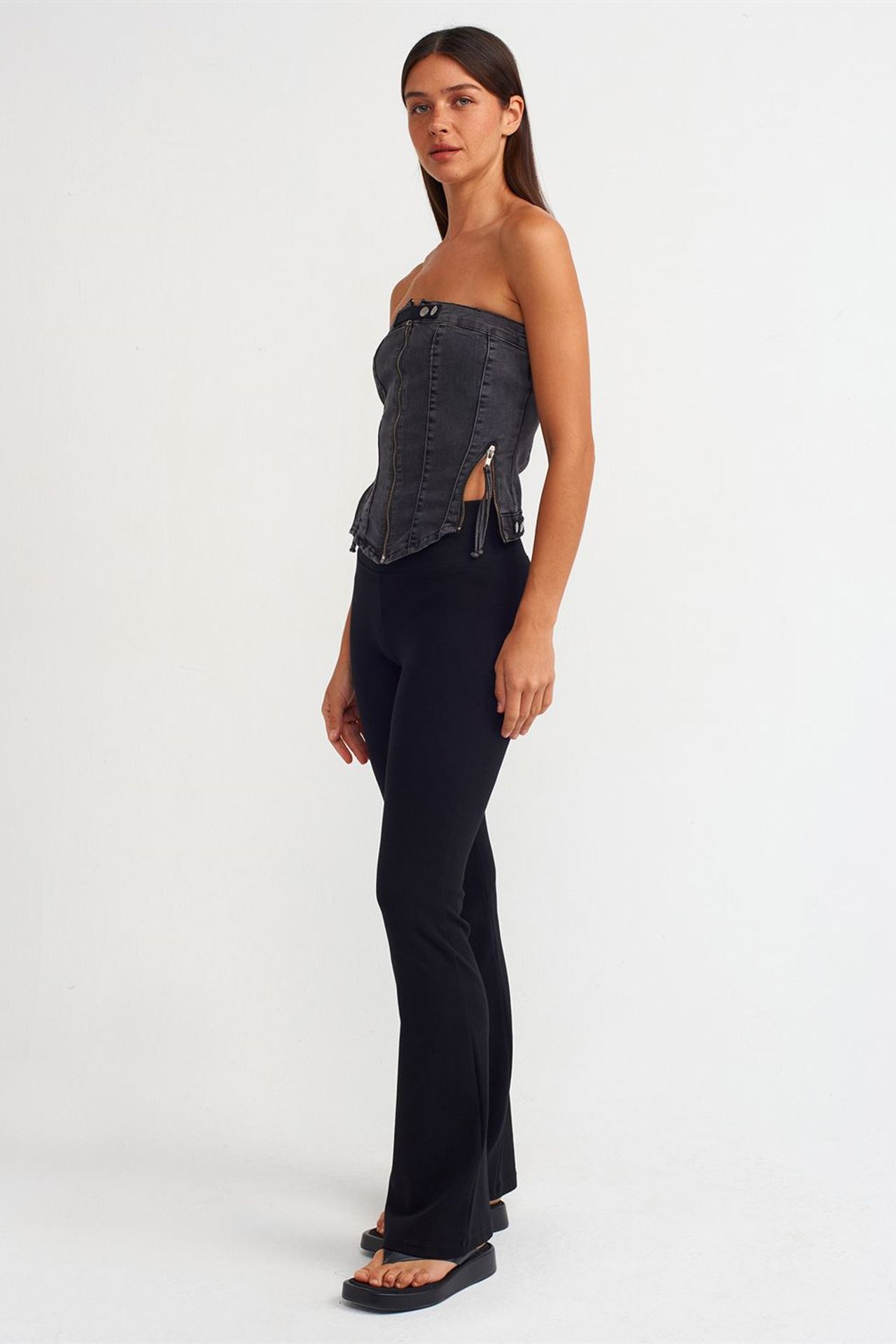 DILVIN Strapless Cropped Denim Top 3