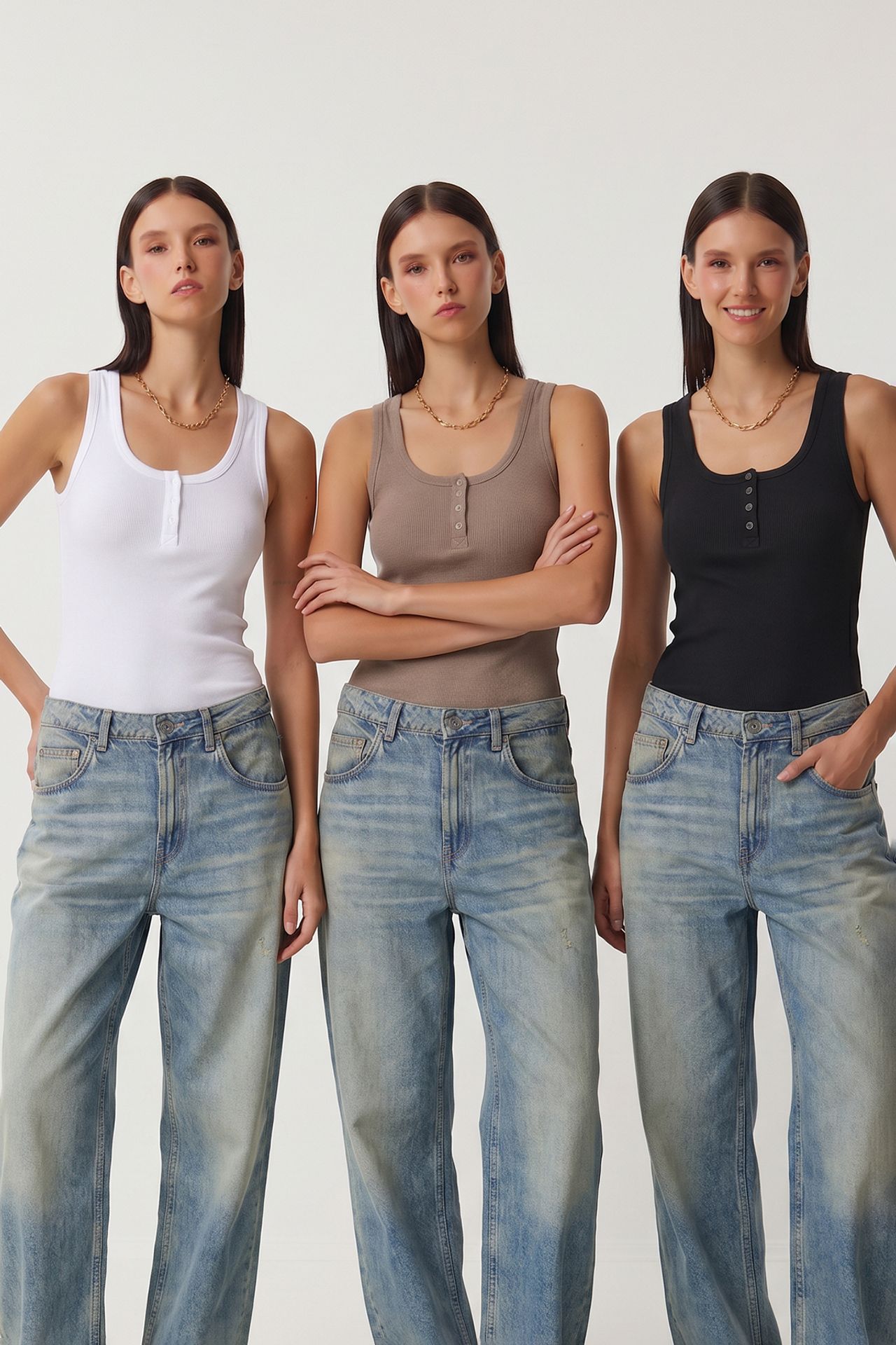 ISTANBUL Fitted Cotton-Blend Button Cami Top 1