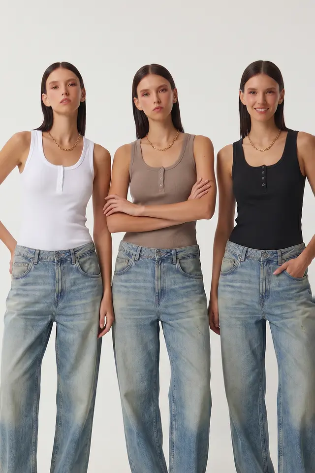 ISTANBUL Fitted Cotton-Blend Button Cami Top