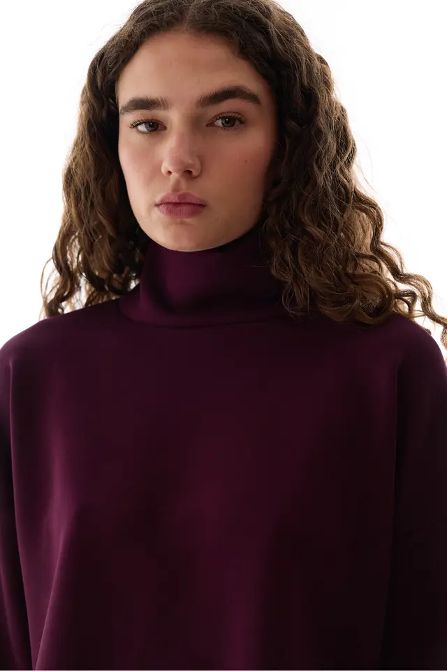 PENTI Women's Modal Turtleneck Long Sleeve Blouse