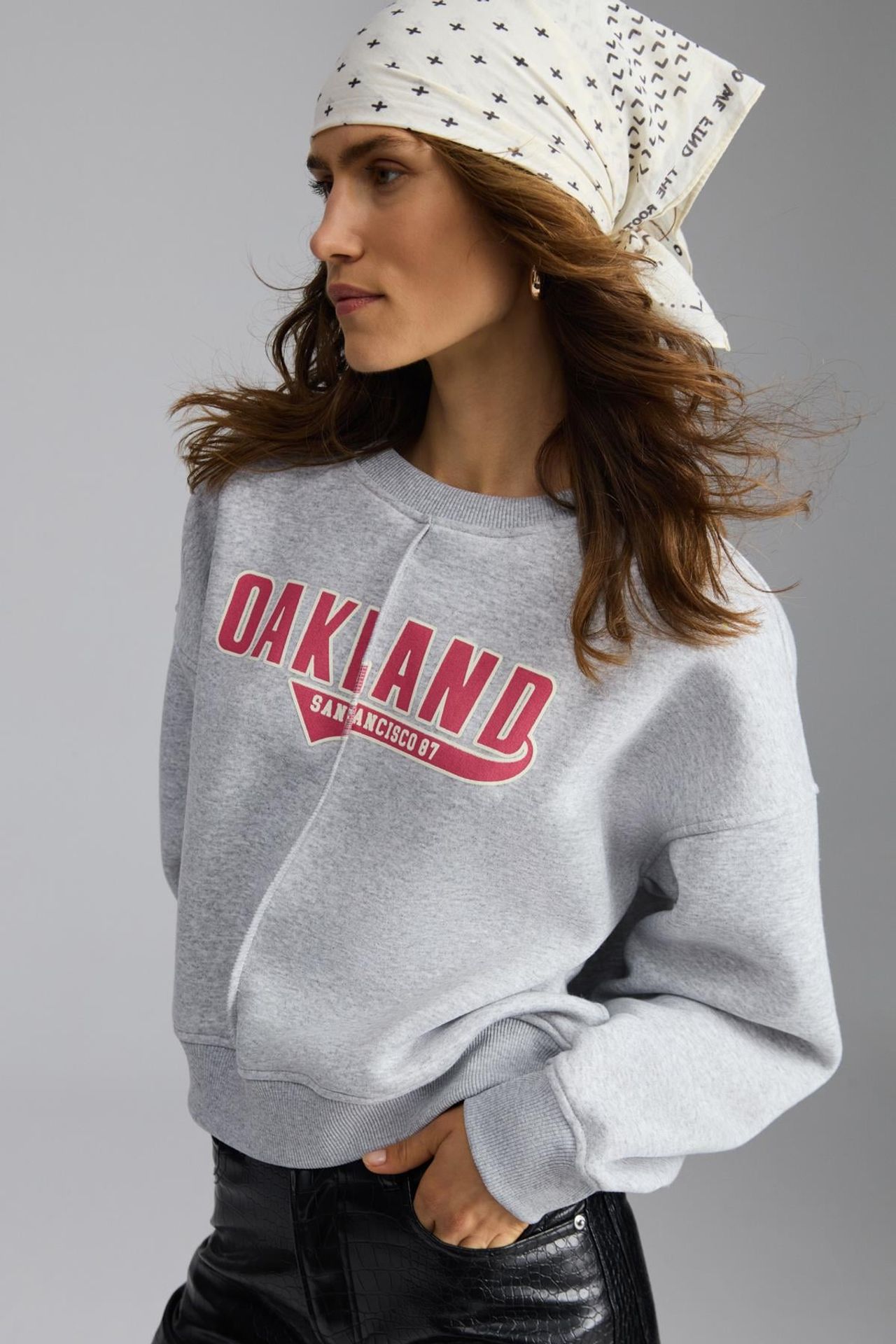 GRIMELANGE Oversized Printed Crew Neck Sweatshirt 2