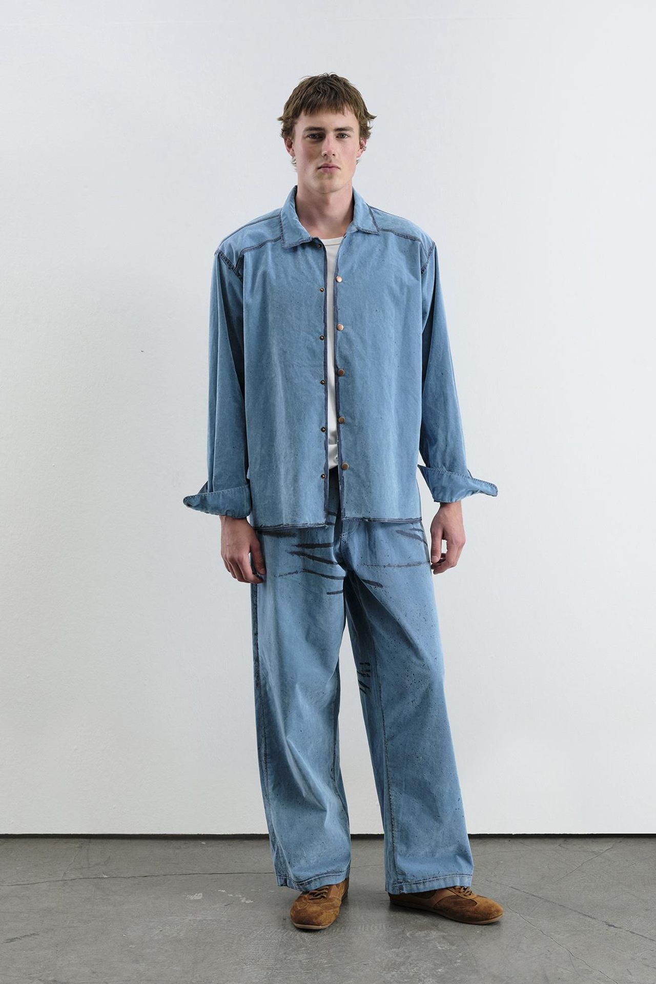 GIESTO Erkek Oversize Pamuklu Denim Gömlek 1