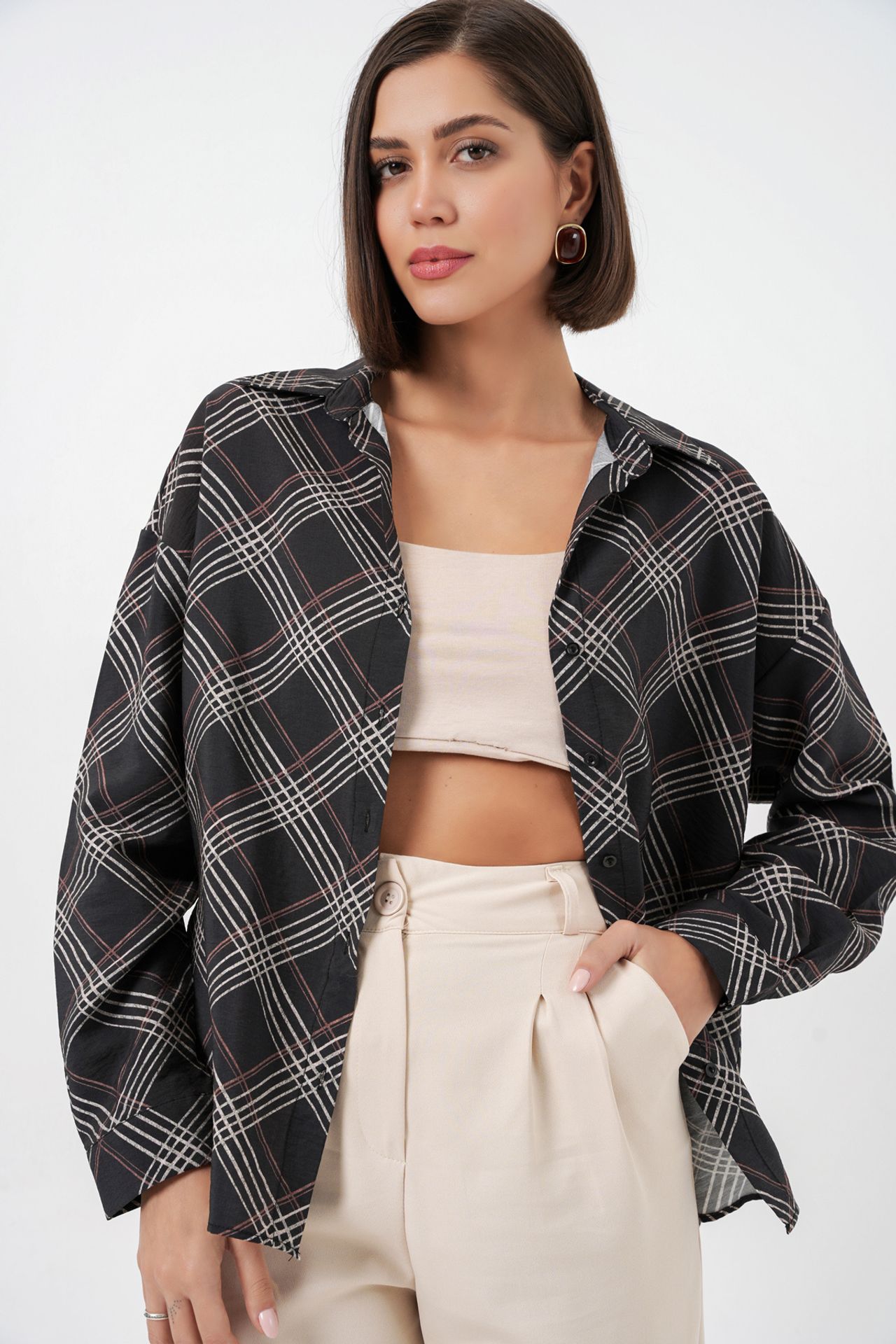 BDART Oversized Plaid Button-Up Shirt 1
