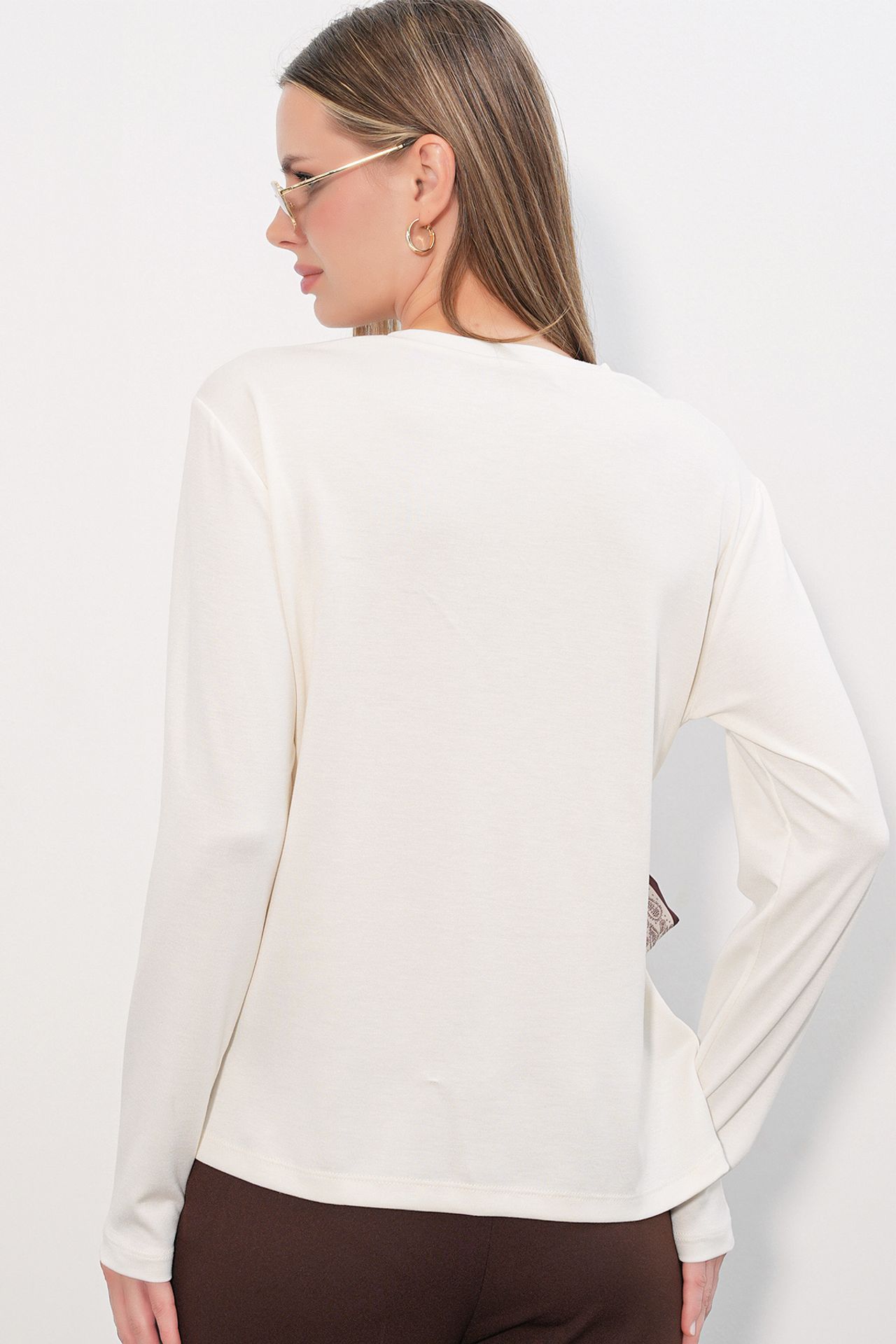 BDART Women's Long-sleeved Crew Neck Top With Tie Detail 6