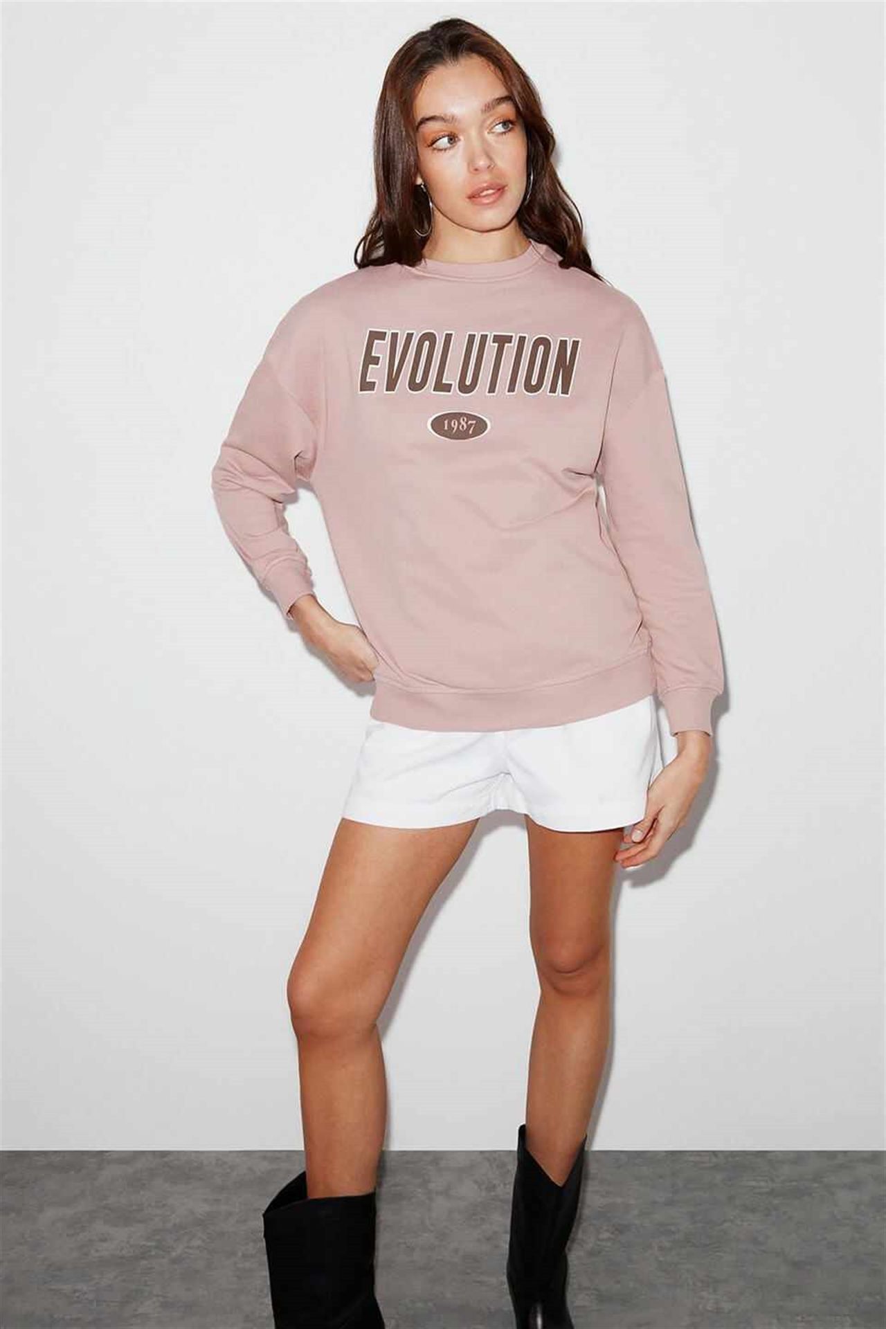 GRIMELANGE Oversized Printed Crew Neck Sweatshirt 4