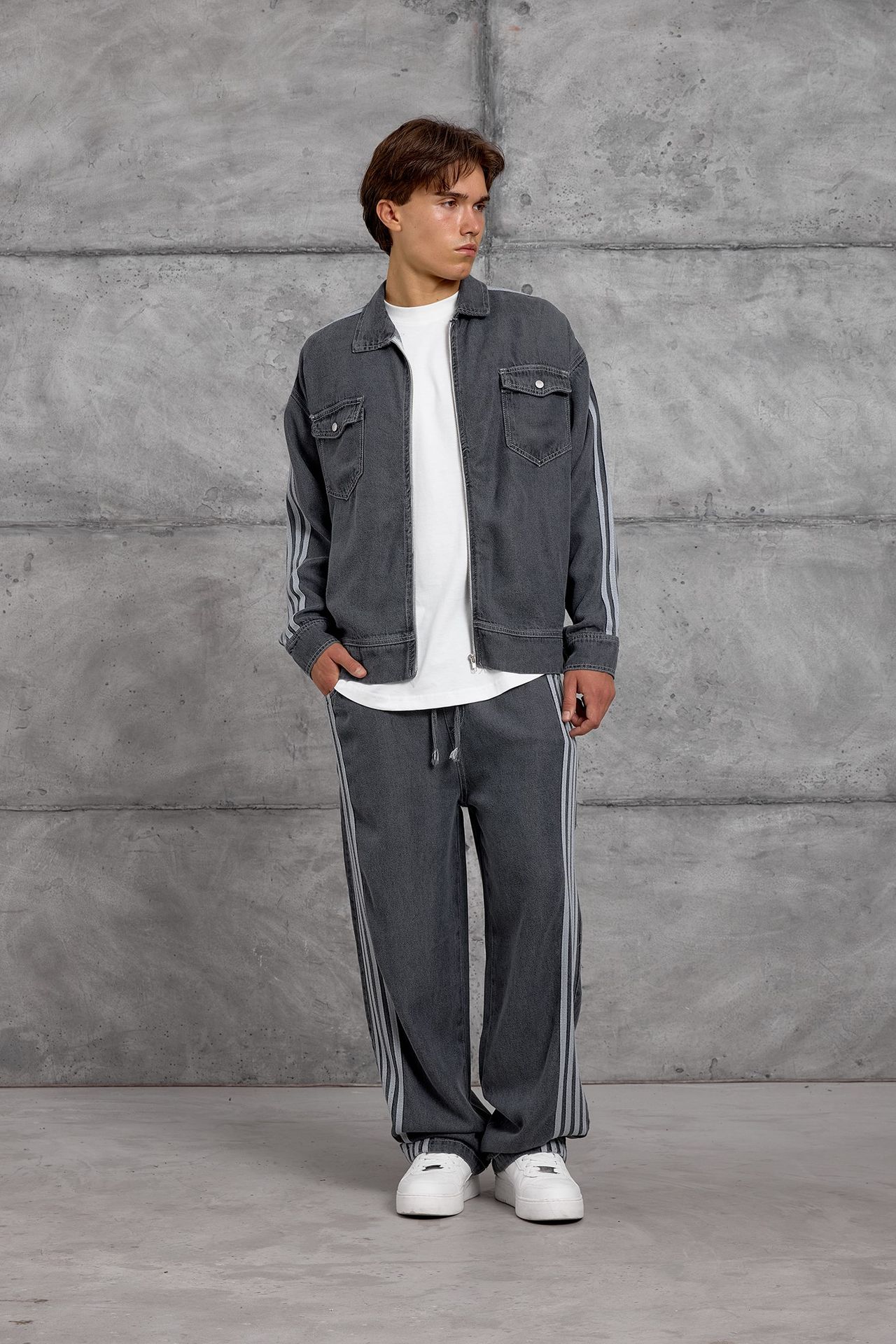 NOMARC Shirt Collar Long Sleeve Wide Leg 2-Piece Set with Pockets 1