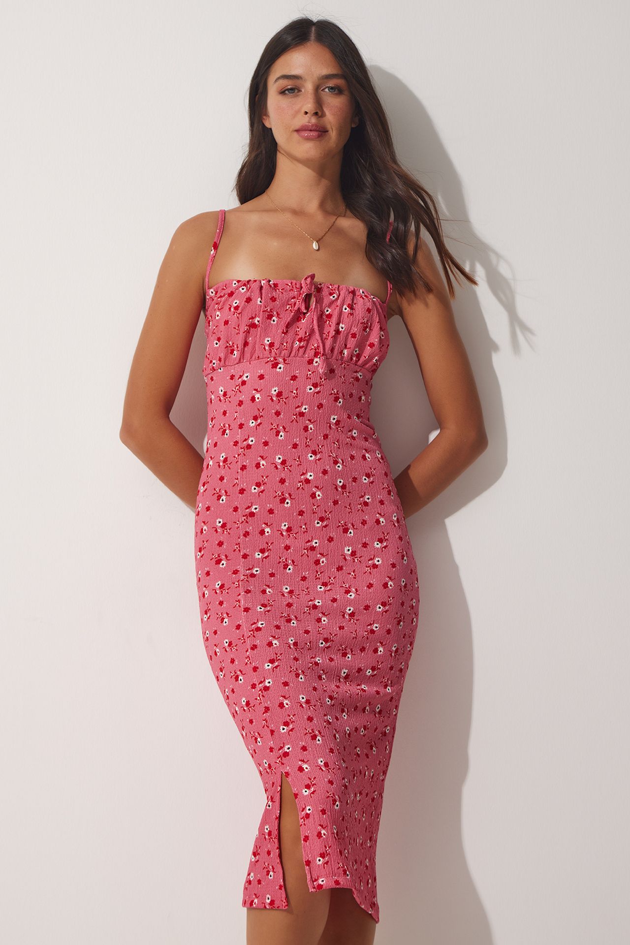 ISTANBUL Floral Bodycon Midi Dress with Slit 2