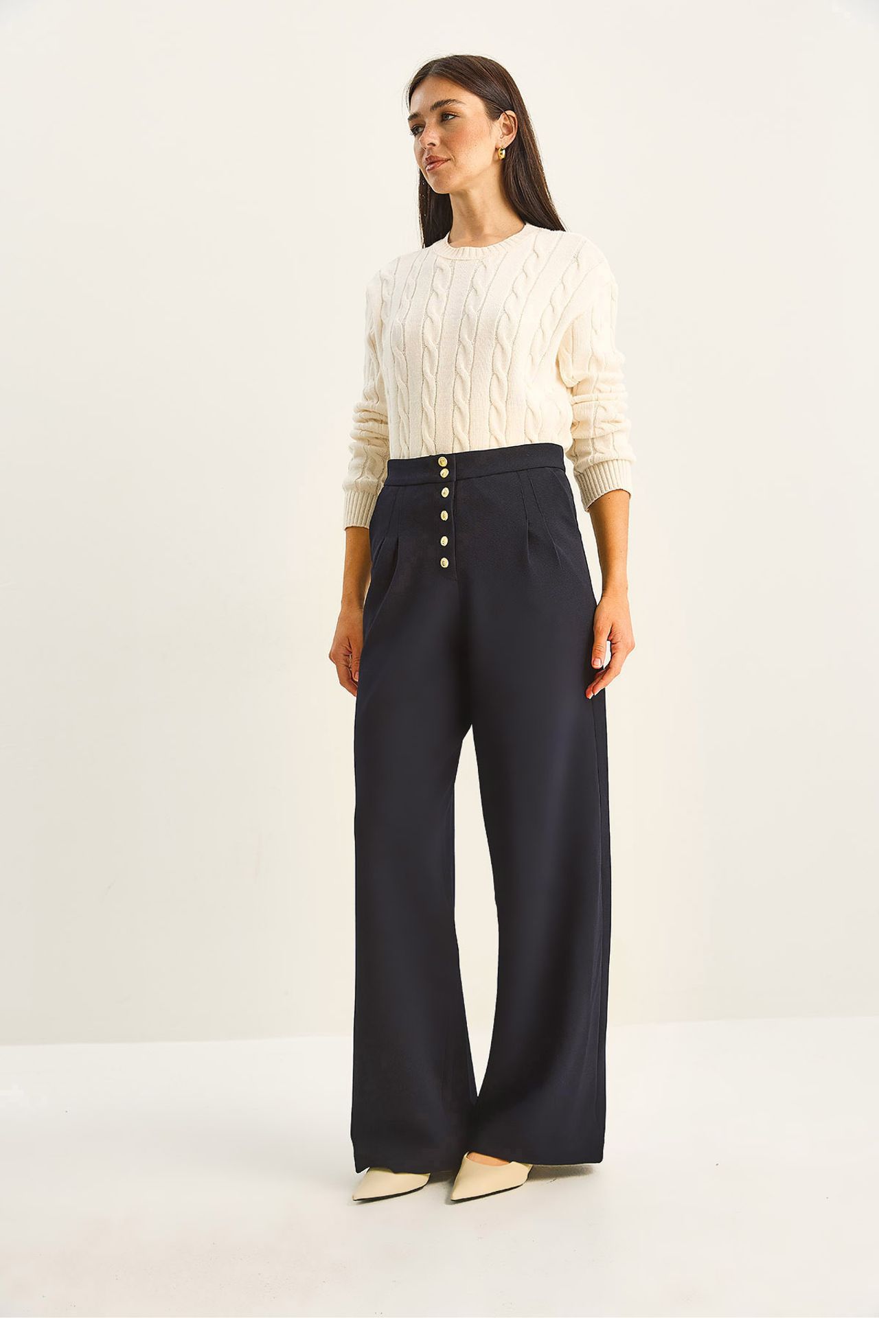 LUCCI High Waist Wide Leg Palazzo Pants 3