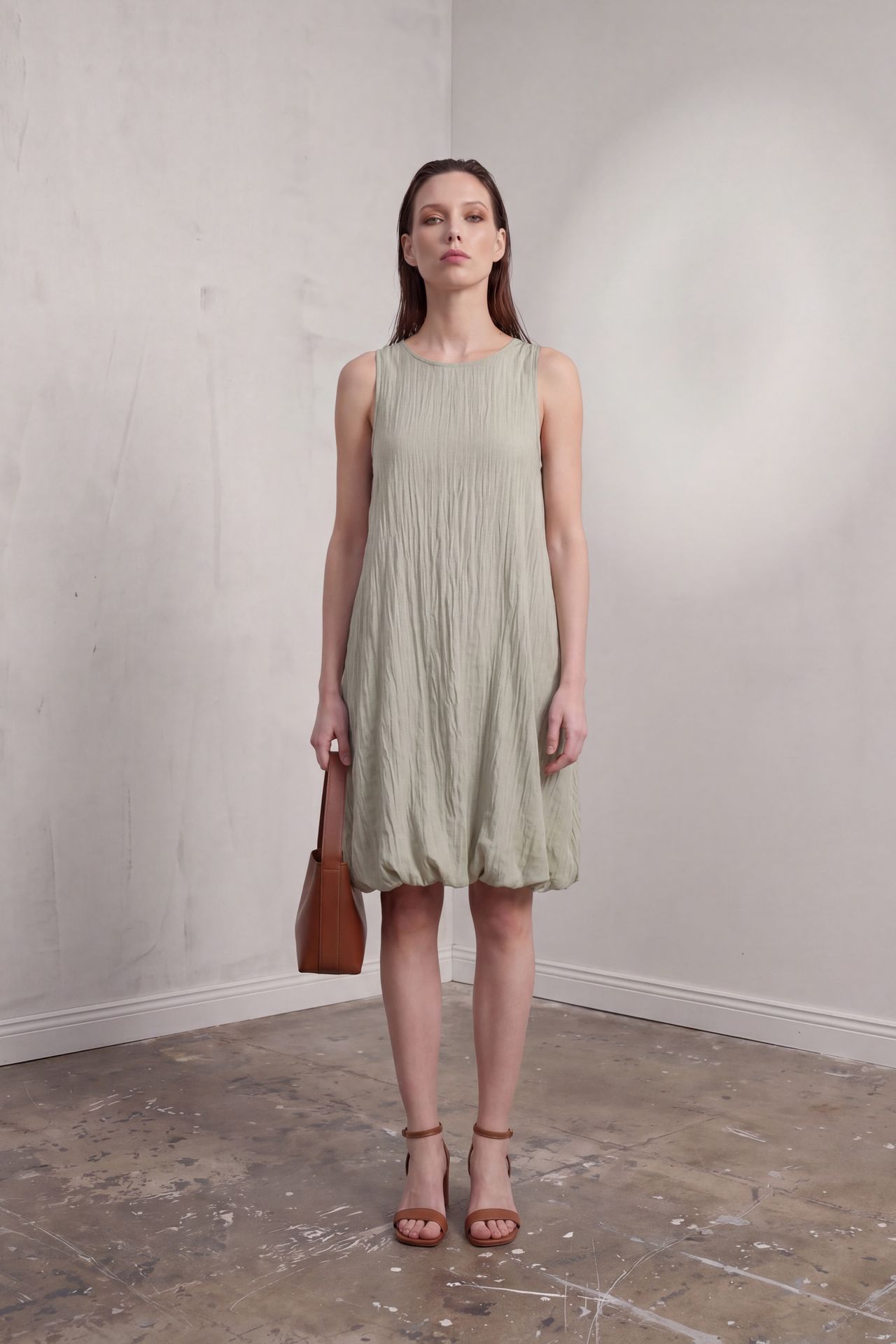 MY FASHION Loose Mini Dress in Textured Lyocell 4