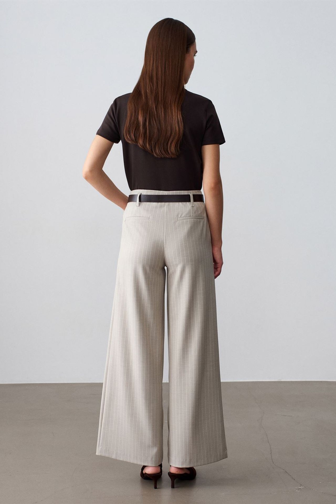DILVIN Striped Wide-Leg Pleated Trousers 2