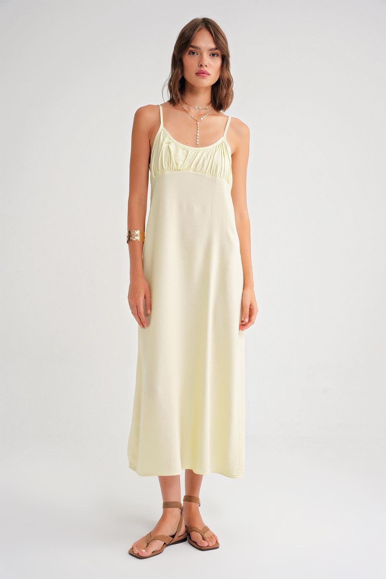 Mixray Strappy Maxi Dress with Gathered Detail 1