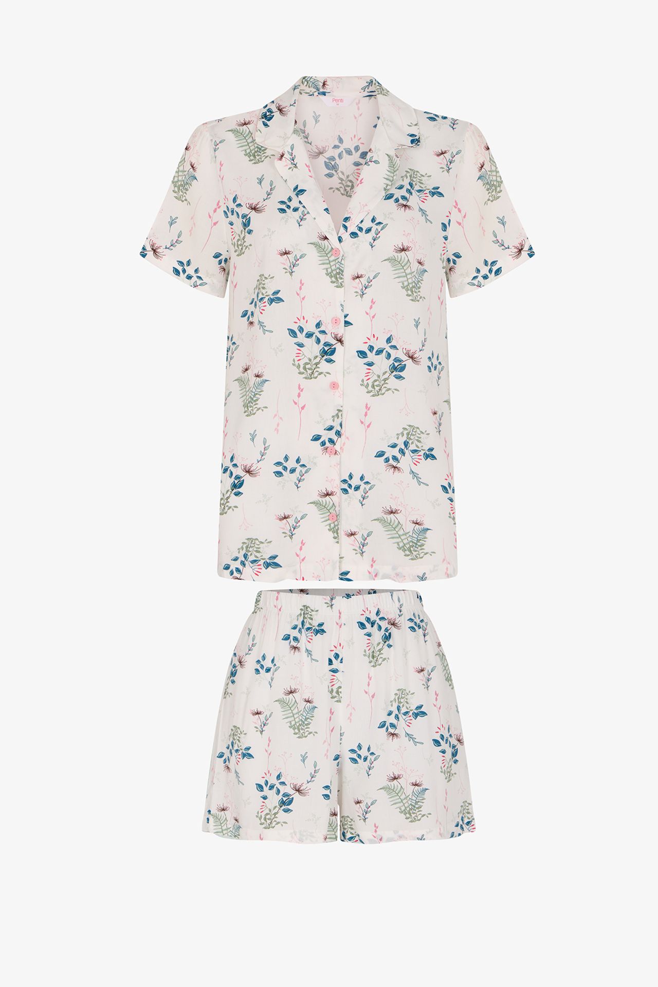 PENTI Broken Petal Mist Floral Short Sleeve Shirt Pajama Set 3