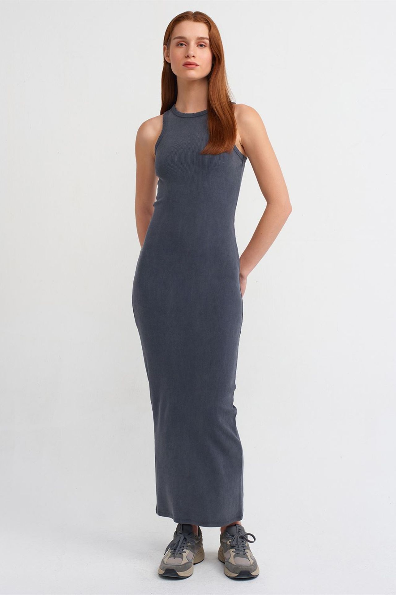 DILVIN Fitilli Bodycon Maxi Elbise 1