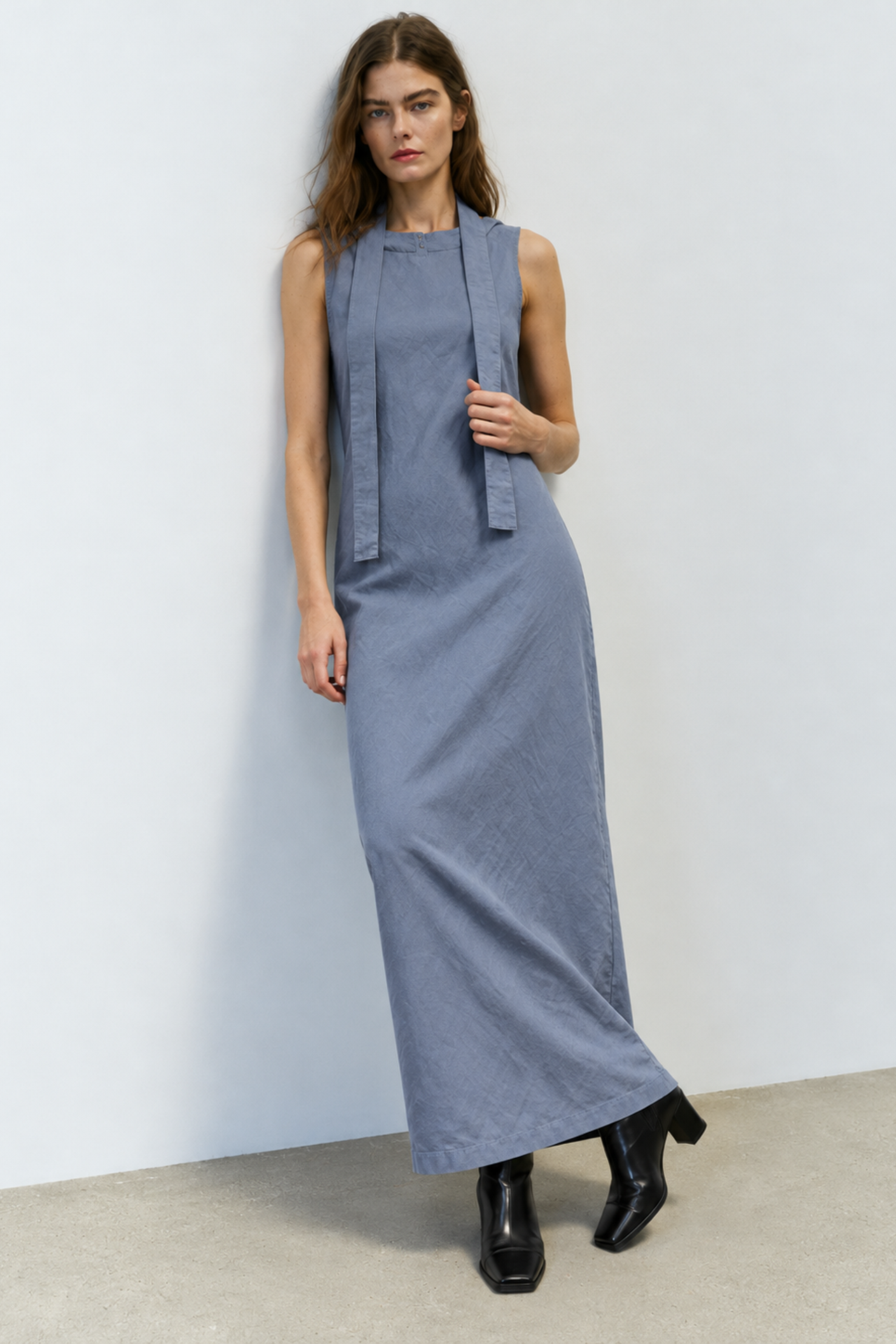 MY FASHION Belted Sleeveless Maxi Dress with Crew Neck 6