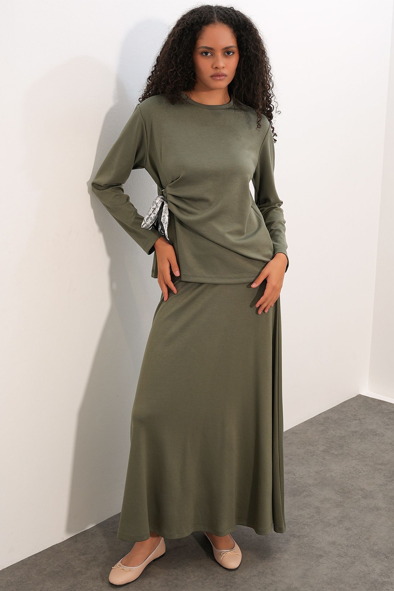 BDART Long Sleeve Blouse And Wide-leg Skirt Coord 1