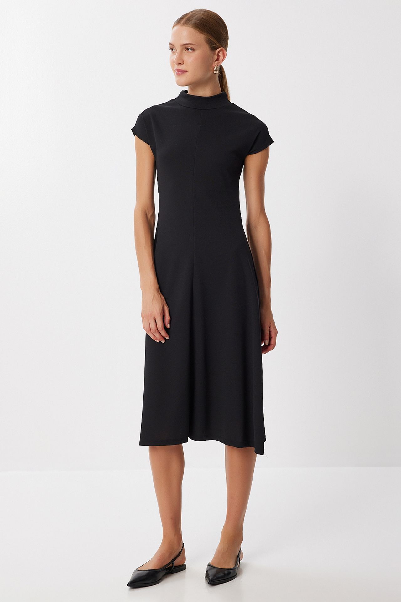 ISTANBUL A-line midi dress with half turtleneck 2