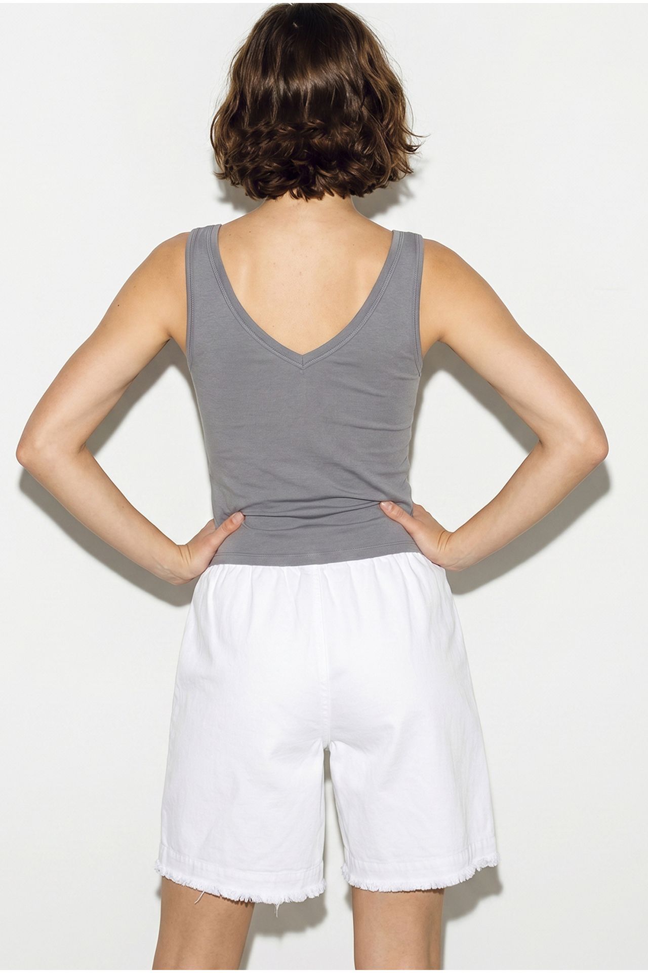 LUCCI High-Waist Wide-Leg Cotton Blend Shorts 5