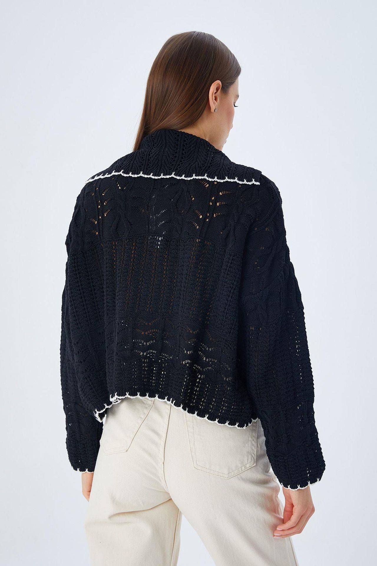 Mixray Textured Knitwear Cardigan with Button Closure 6