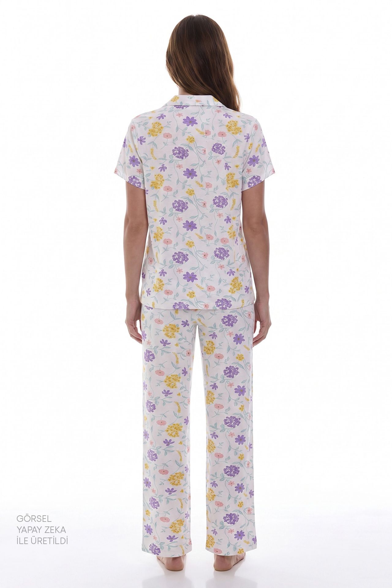 PENTI Off-White Blossom Floral Short-Sleeve Shirt Trousers Pyjama Set 4