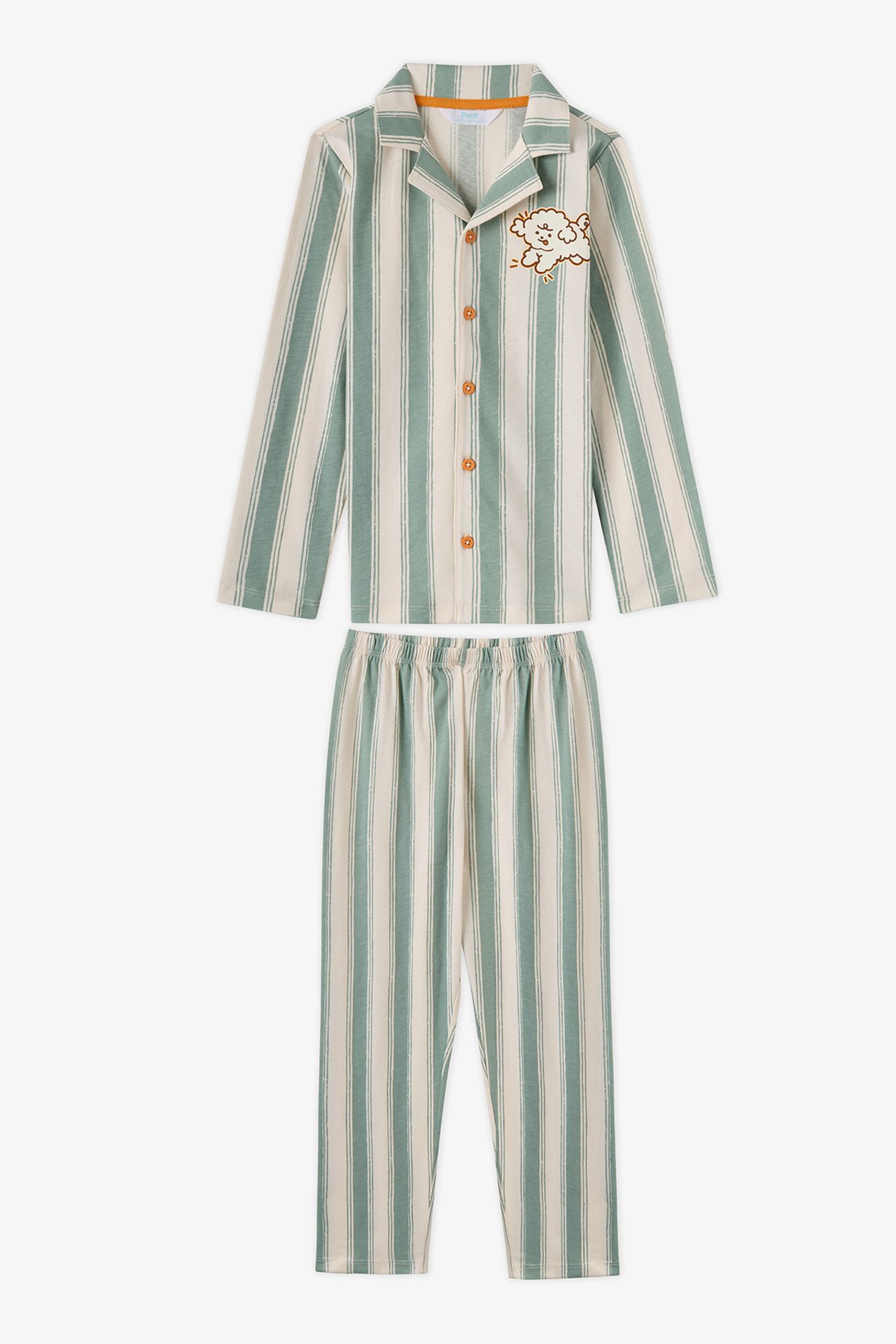 PENTI Boys' Cute Friend Striped Buttoned Long Sleeve Shirt Trousers Pajama Set 2