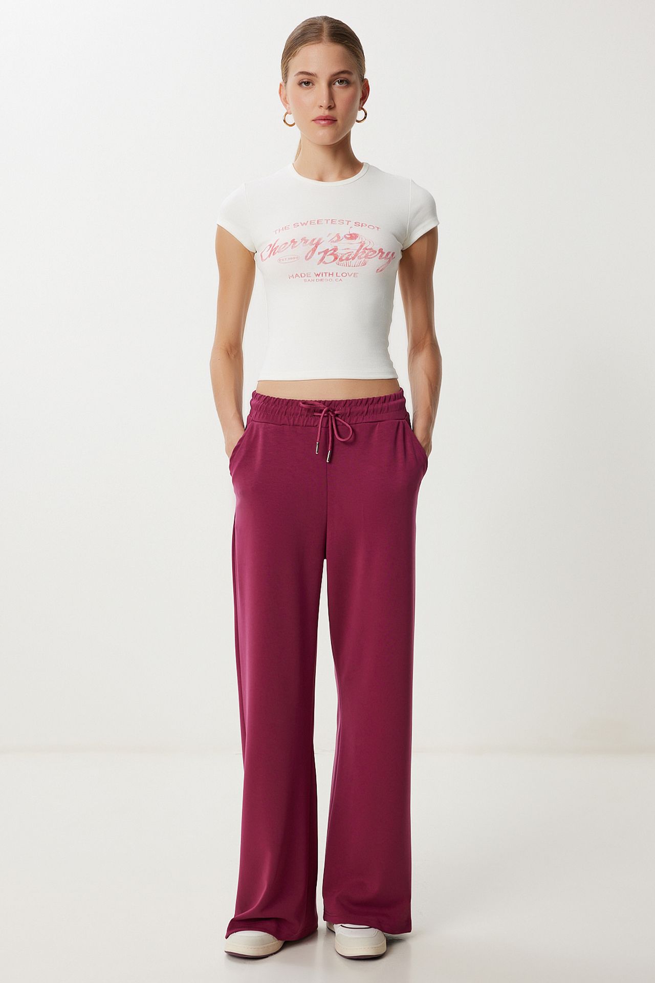 ISTANBUL Wide Leg Drawstring Waist Sweatpants 1