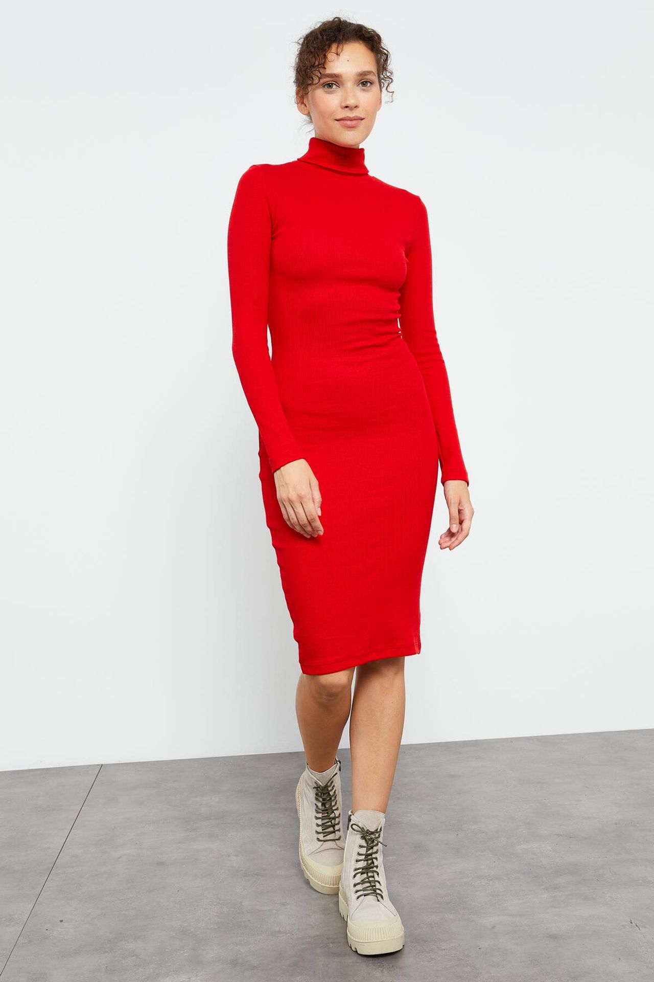 TOMMY Ribbed Turtleneck Midi Dress 4