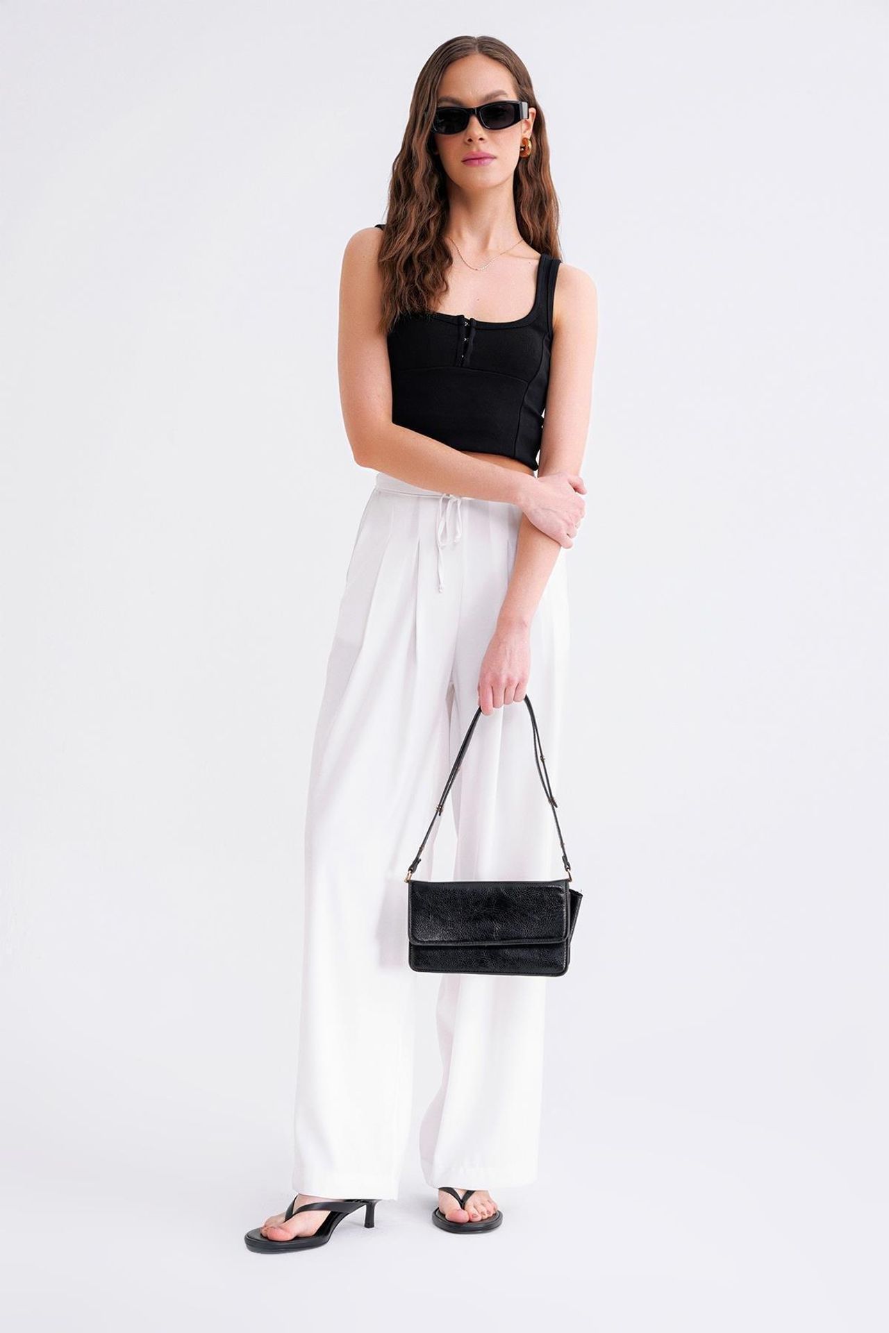 Mixray High Waist Pleated Palazzo Pants 6