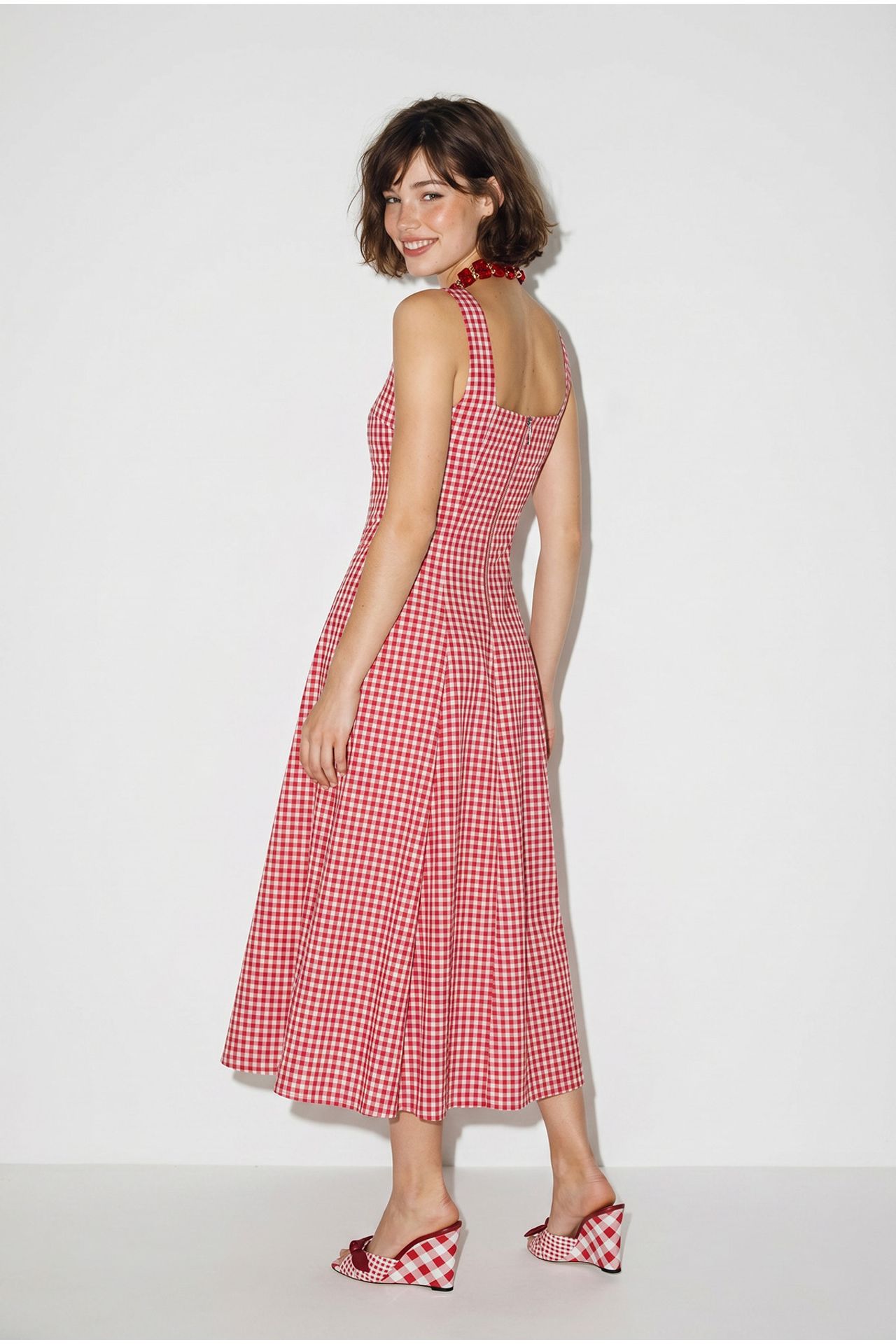 LUCCI Plaid Midi A-Line Dress 5