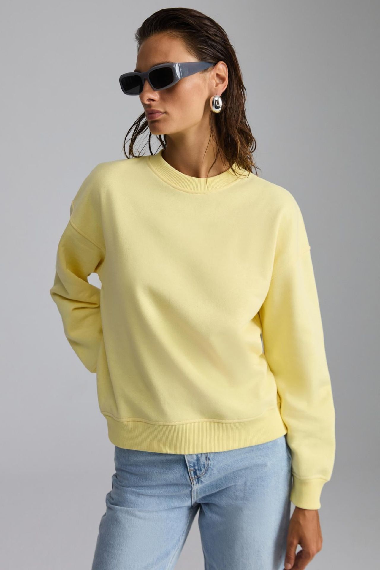 GRIMELANGE Geniş Kesimli Fitilli Bisiklet Yaka Sweatshirt 1