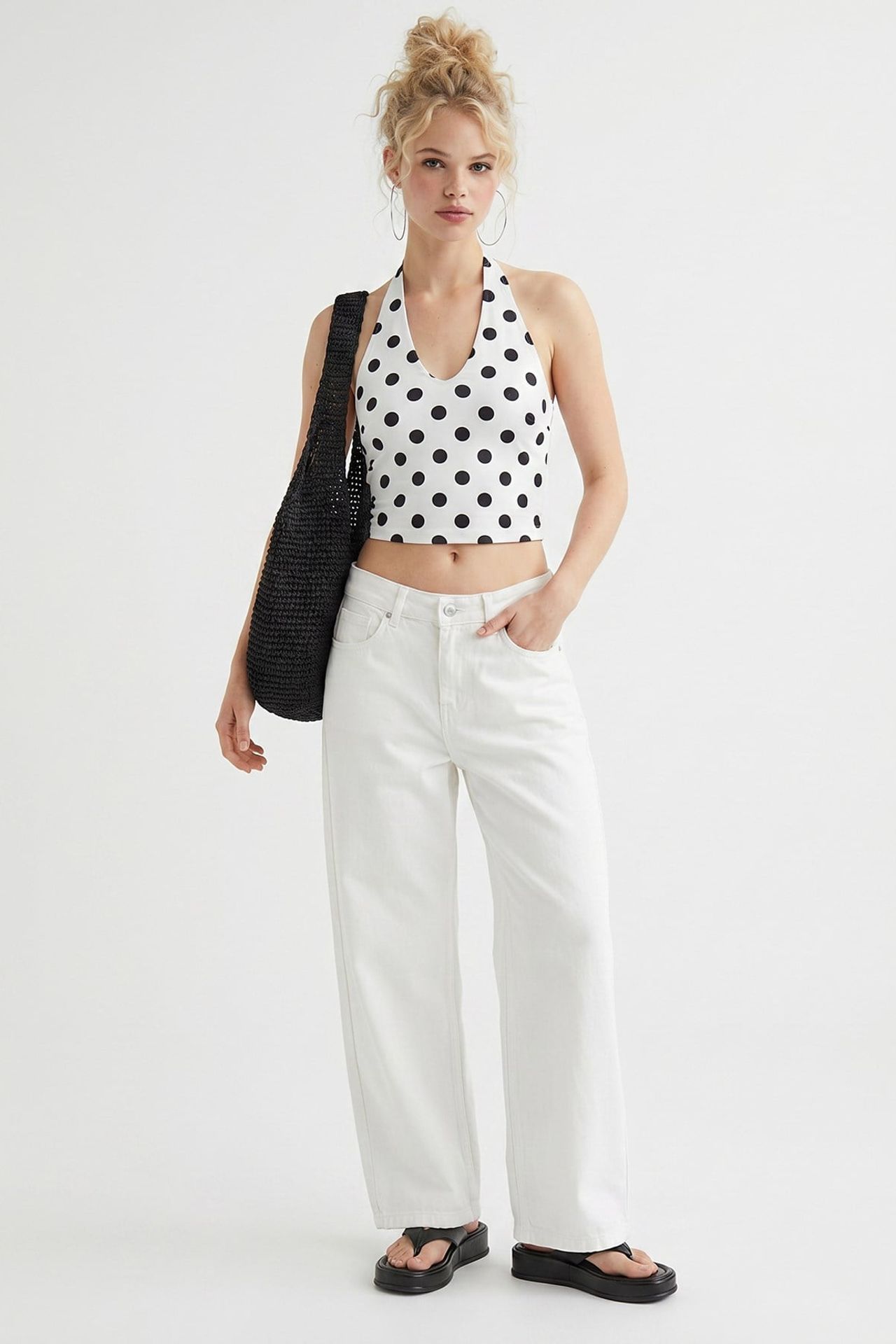 MIXRAY High-Waist Wide-Leg Cotton Jeans 5