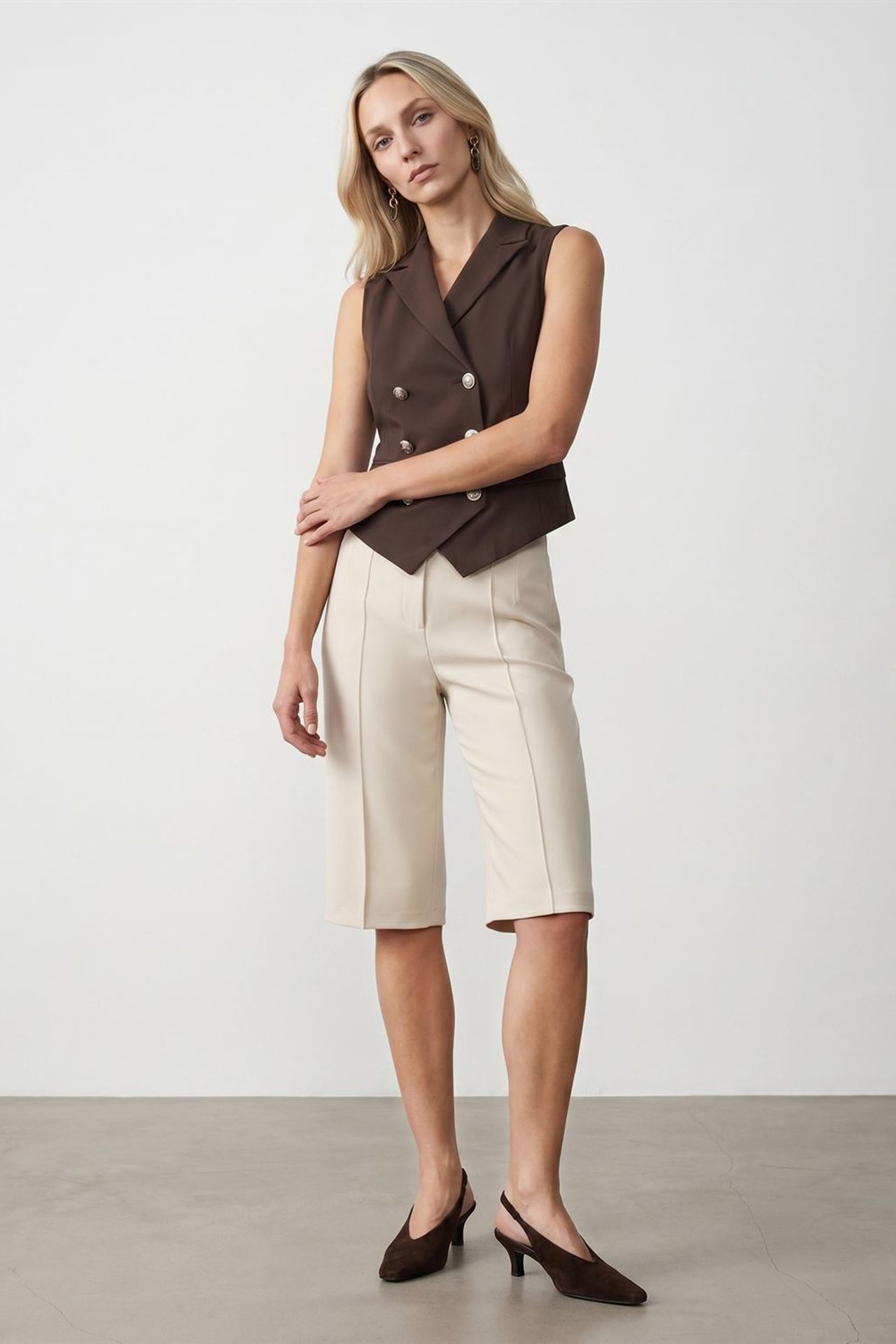 DILVIN Women's Shawl-collar Woven Waistcoat 1