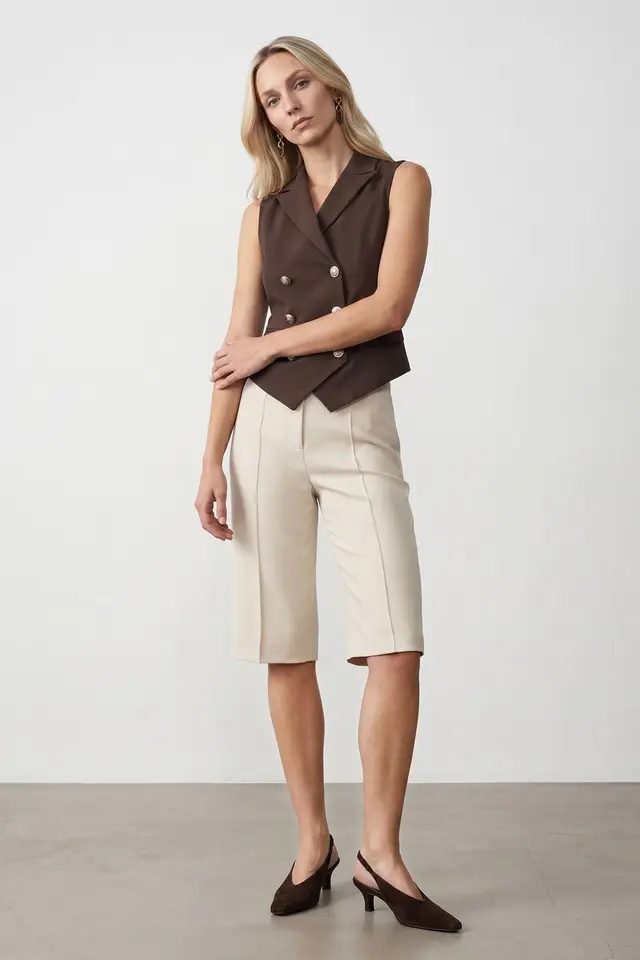 DILVIN Women's Shawl-collar Woven Waistcoat