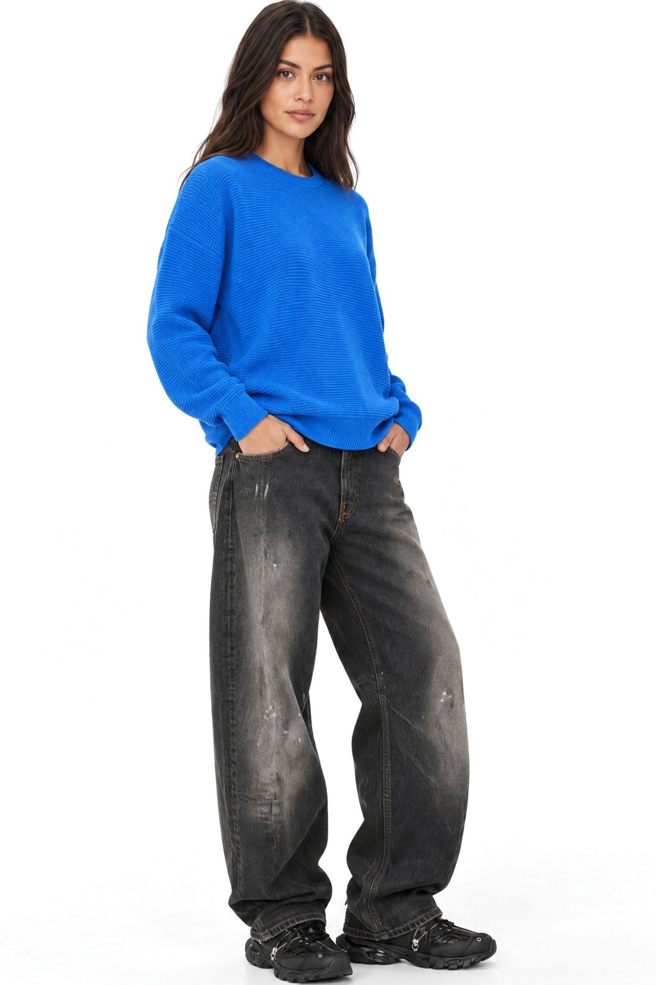 MIXRAY Boat Neck Relaxed Fit Sweater 3