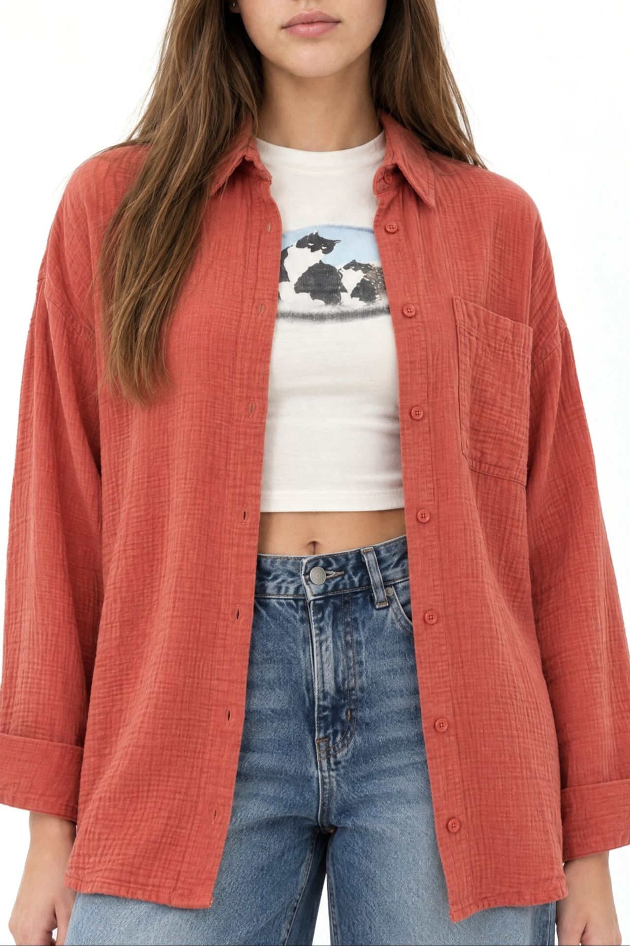 Mixray Oversized Muslin Basic Shirt 4