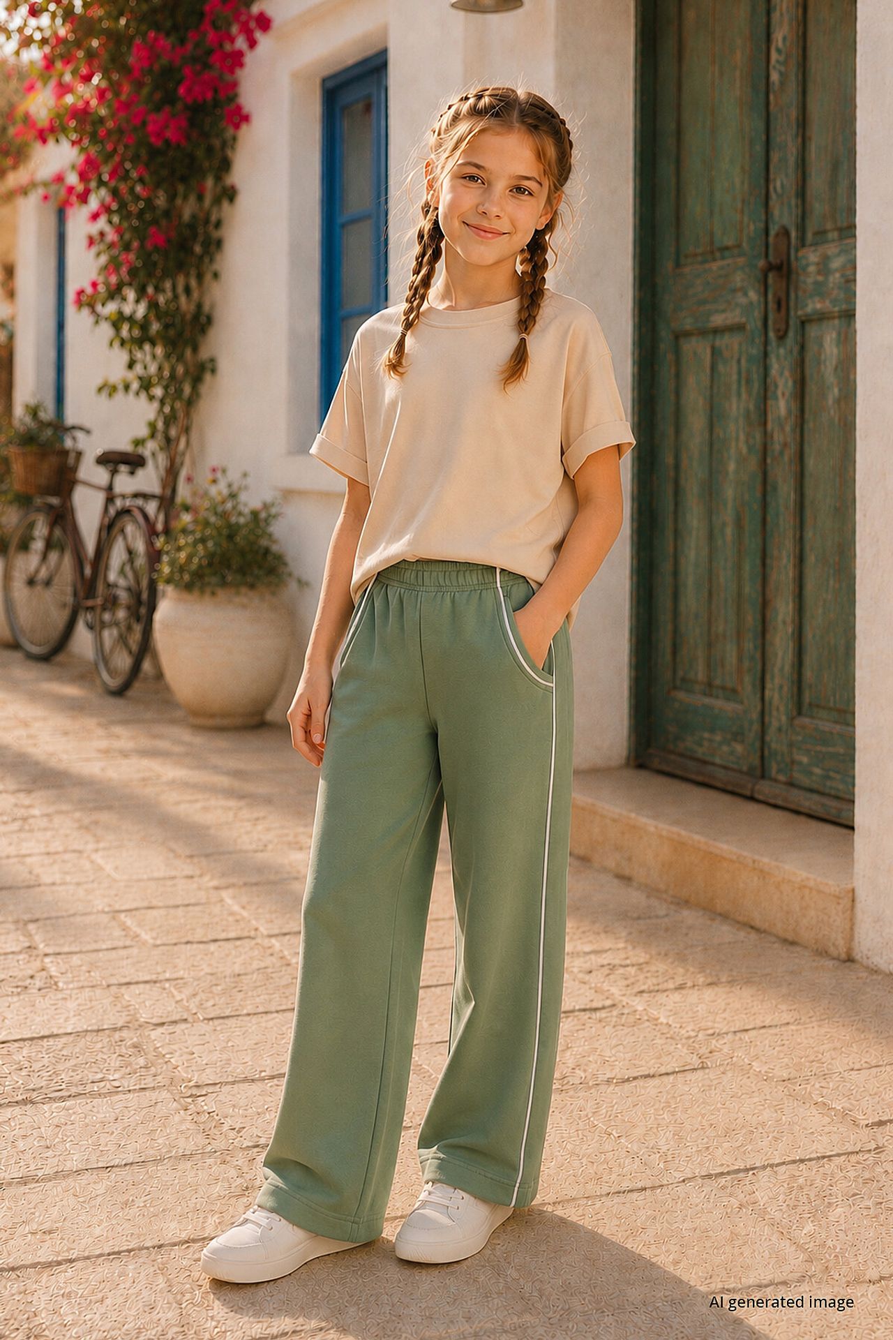 TOMMY Youth Elastic Waist Wide Leg Sweatpants 2
