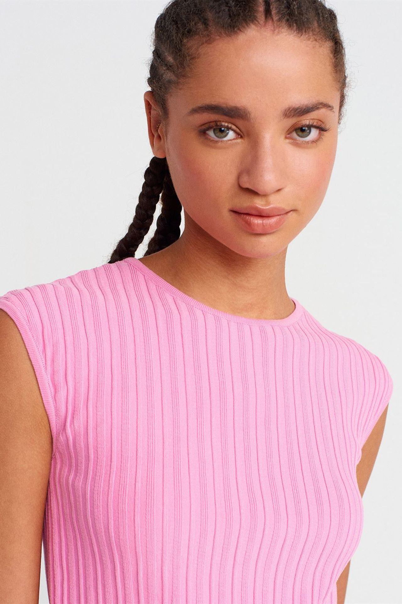 DILVIN Fitilli Örme Crop Bluz 3