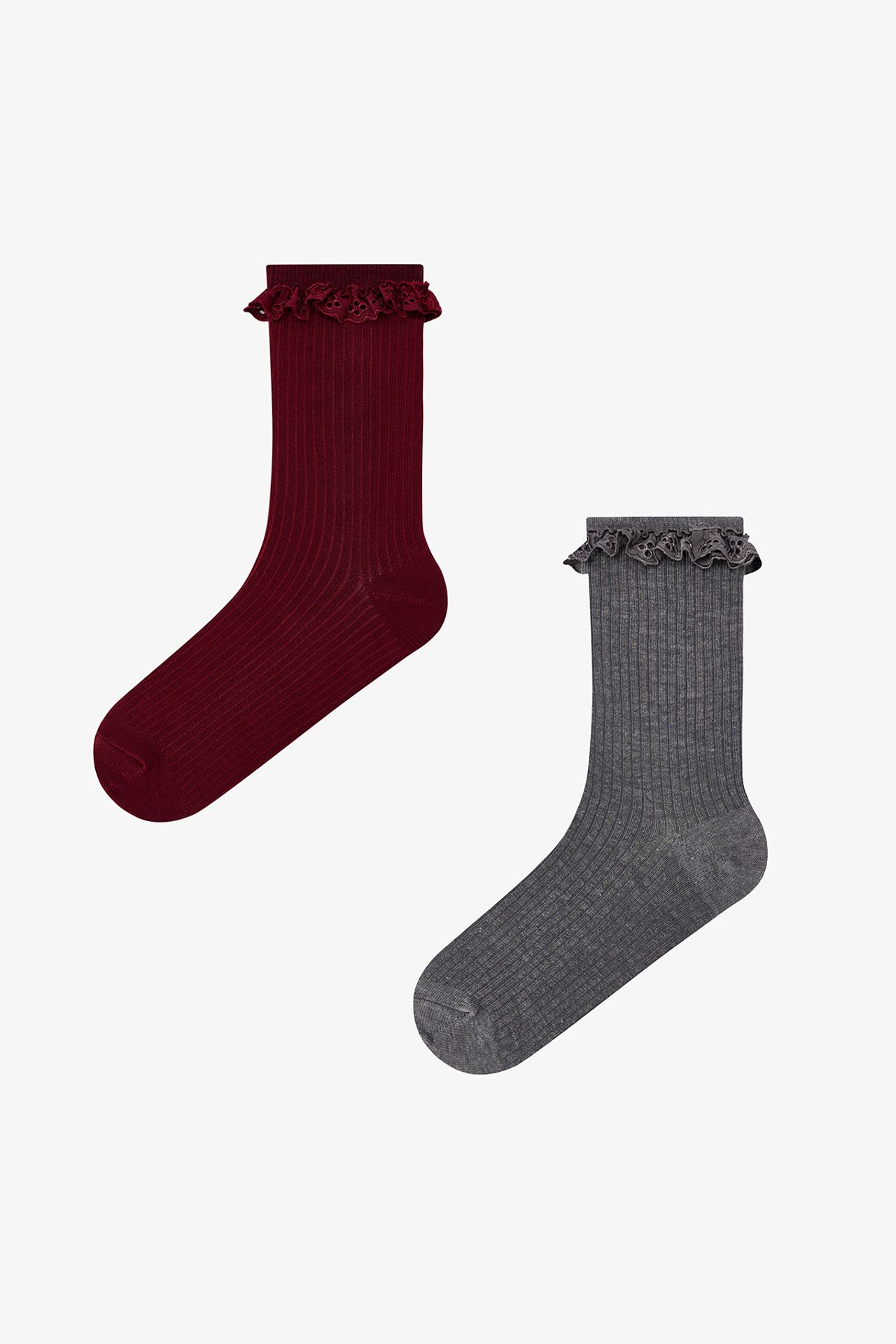 PENTI Chic Lace Cotton Double Crew Socks 1