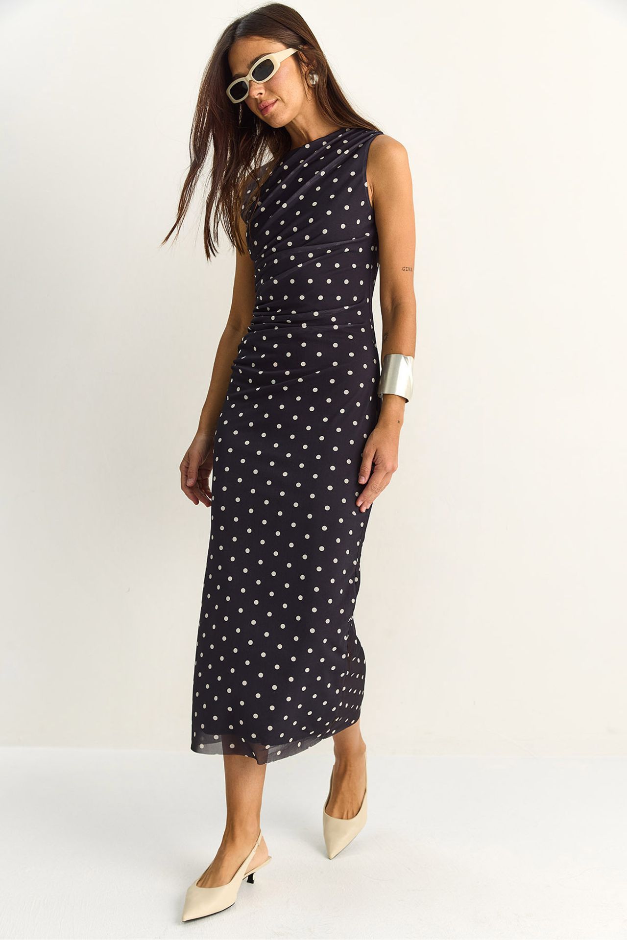 LUCCI Polka Dot Bodycon Midi Dress 3