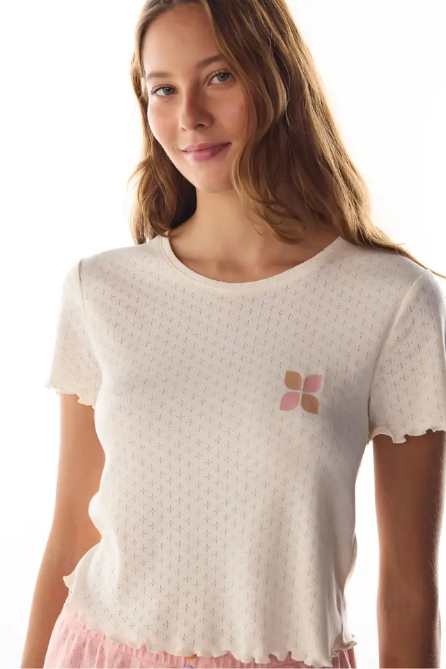 PENTI Sleep Mode Pointel Short Sleeve T-Shirt Pajama Top