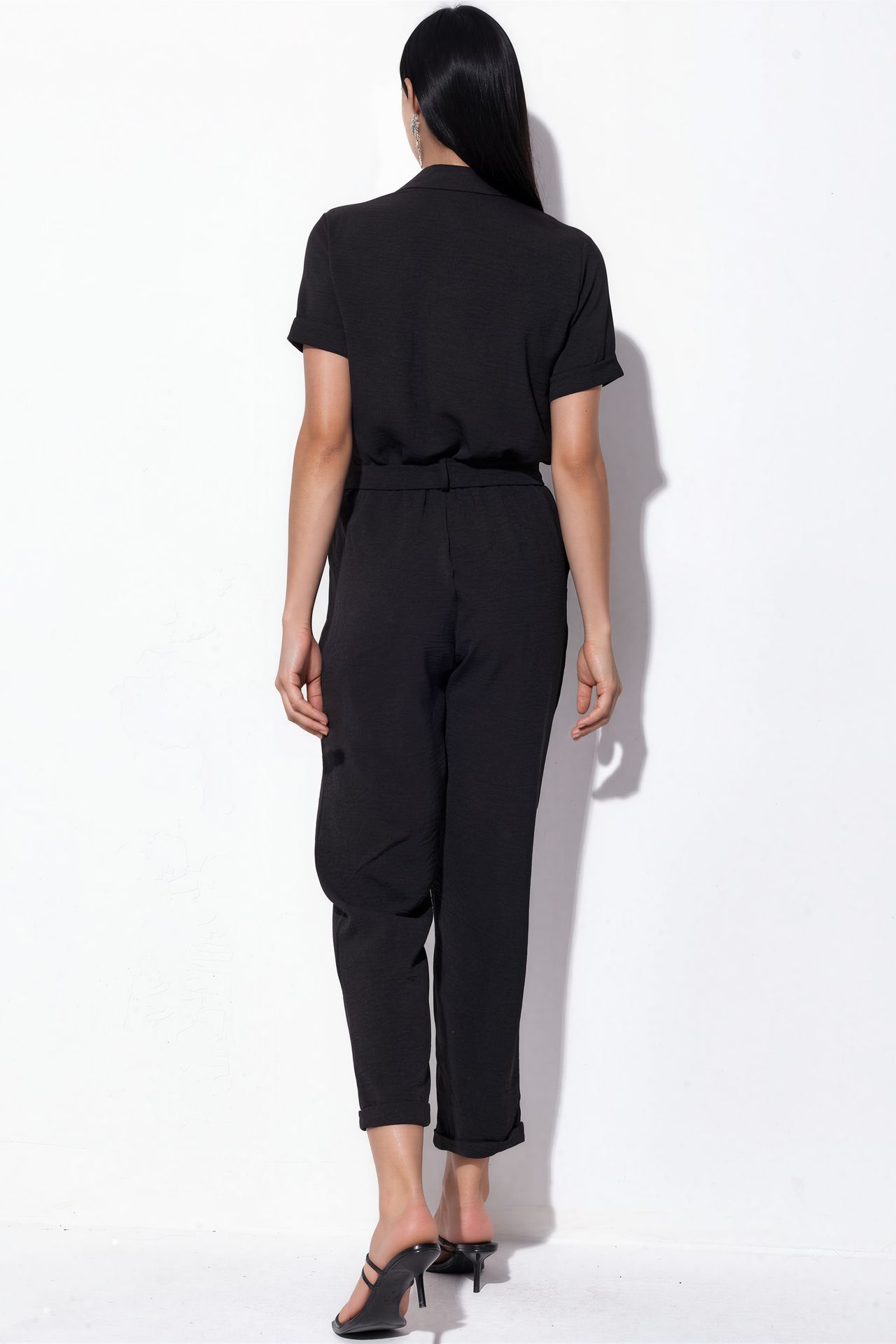 BDART Solid Woven Shirt-collar Jumpsuit With Bow Detail 3