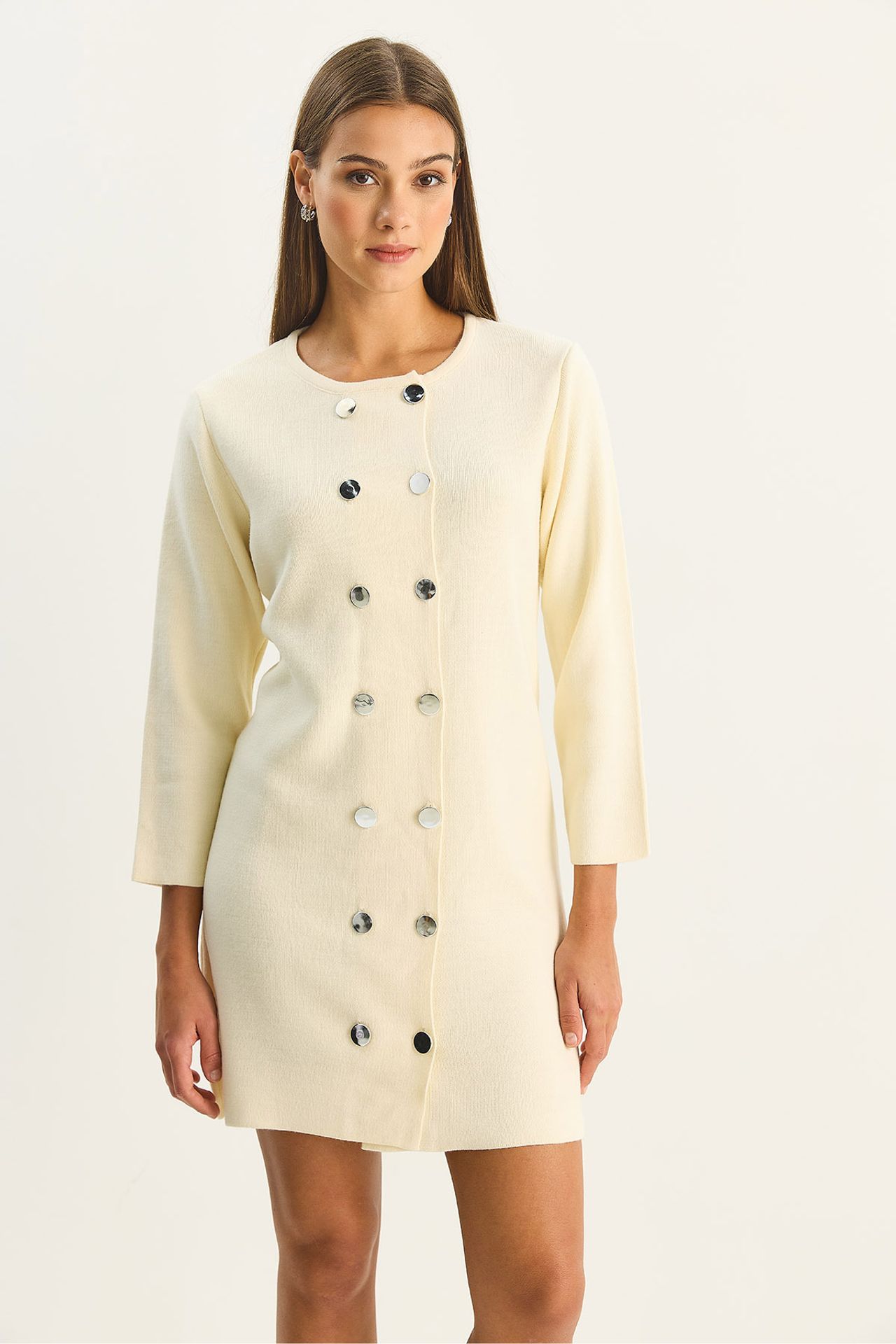 LUCCI Knit Mini Dress with Buttoned 6