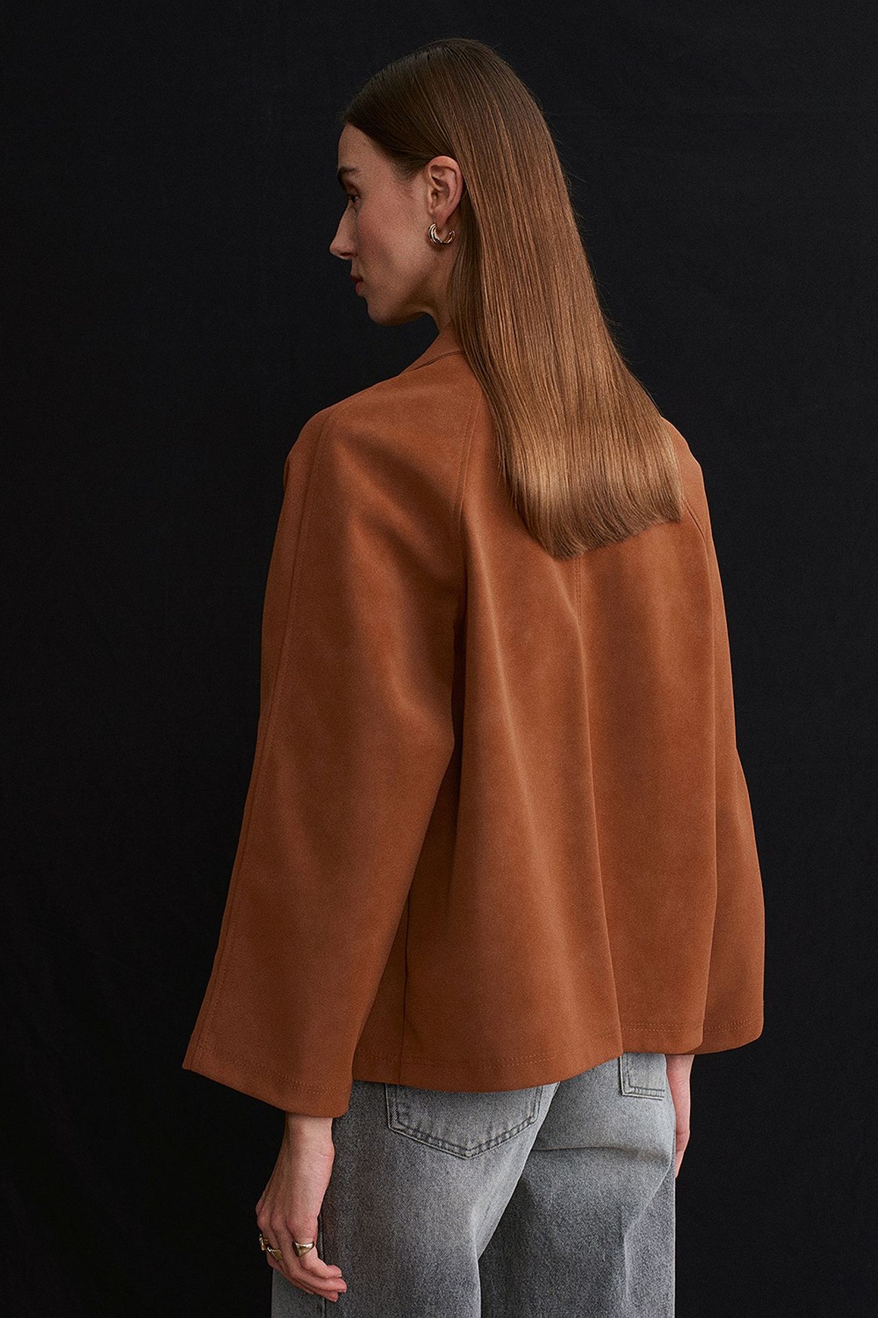 DILVIN Women's Suede Button Jacket 4