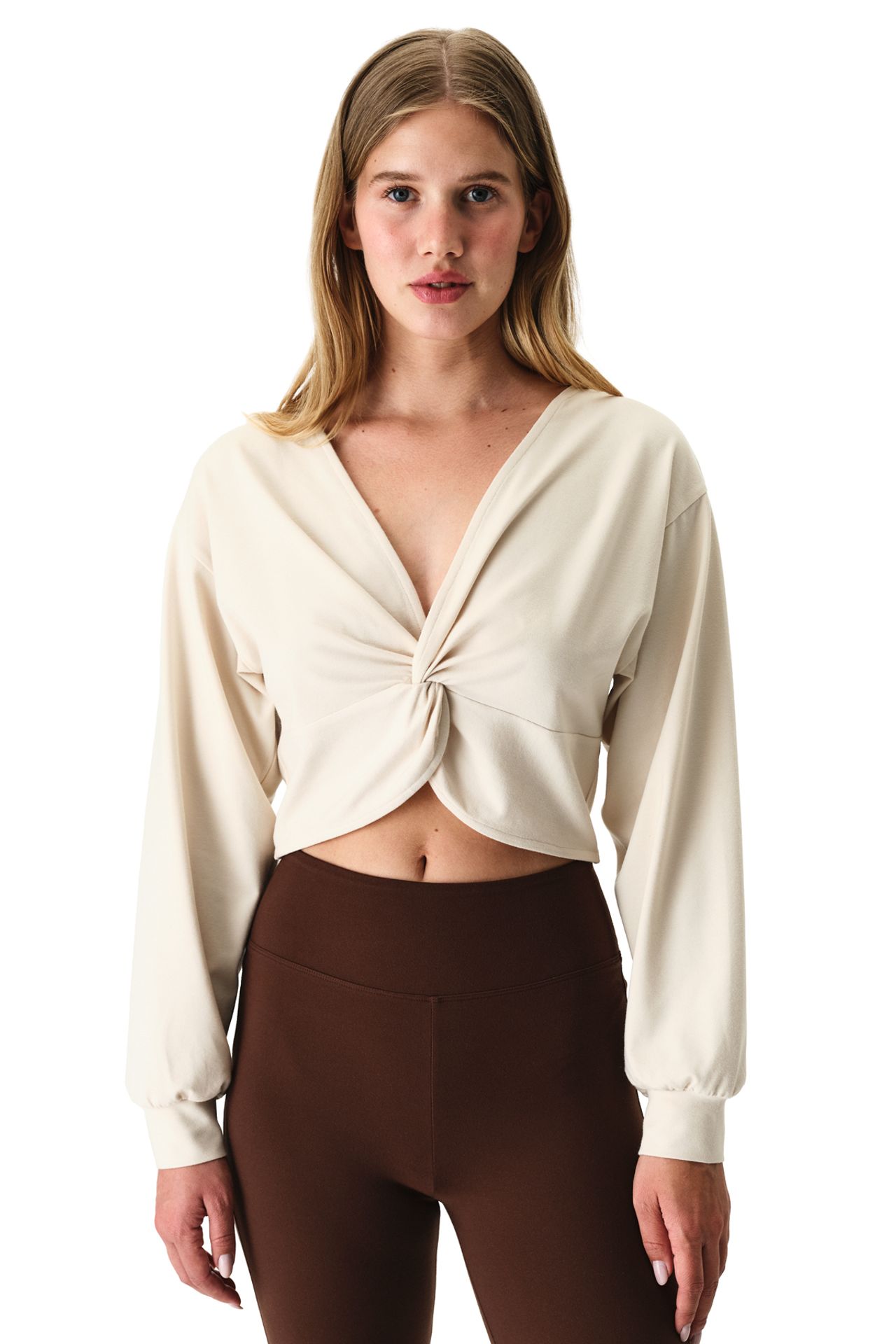 PENTI Oversized V-neck Midi Sweatshirt With Tie Detail 1