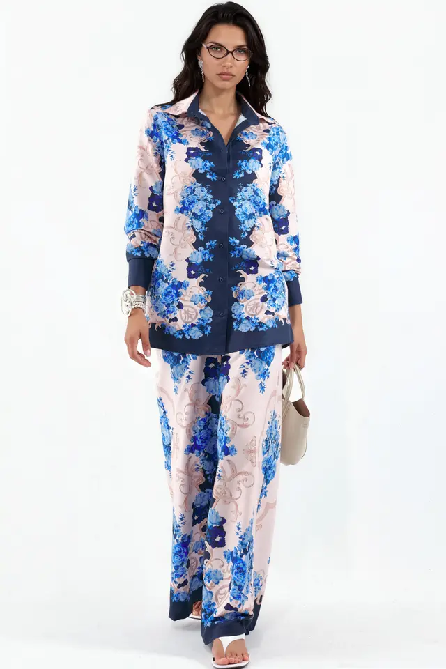 MSN Floral Shirt And Wide-Leg Pants Set