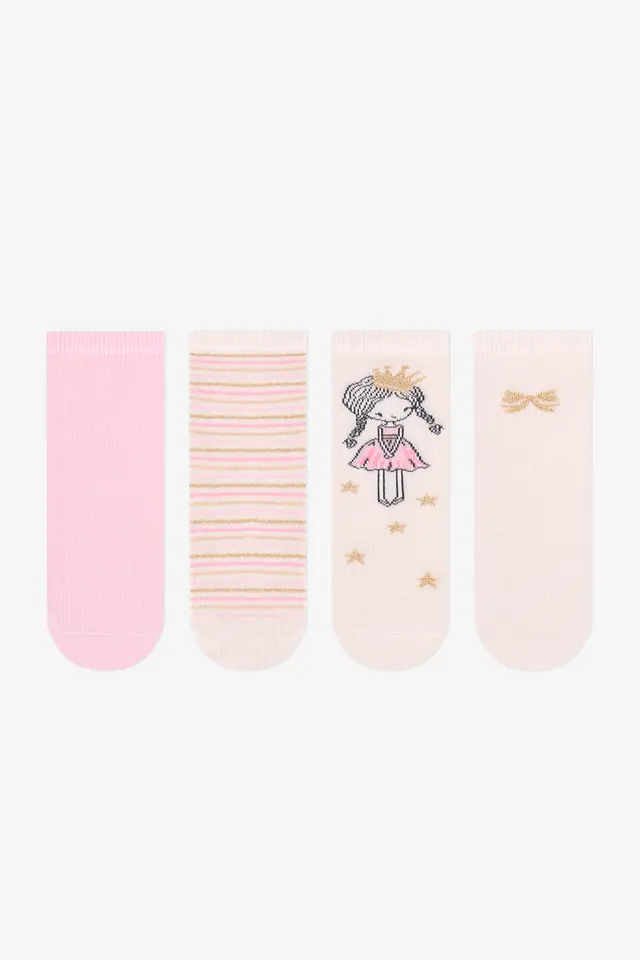 PENTI Girls' Sparkle Princess Patterned 2-Pack Crew Socks