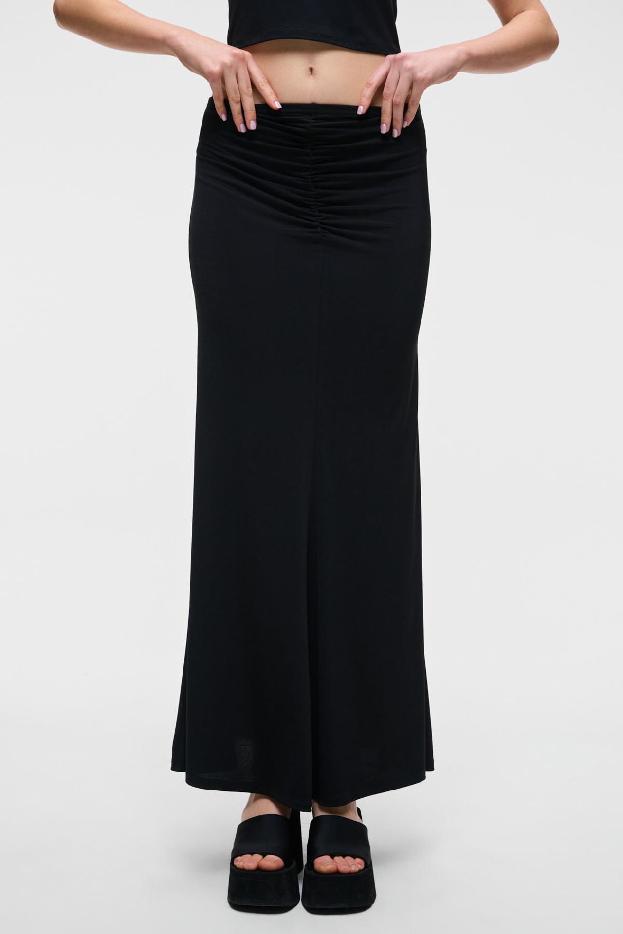 GRIMELANGE Shirred Mid Waist Maxi Skirt 2